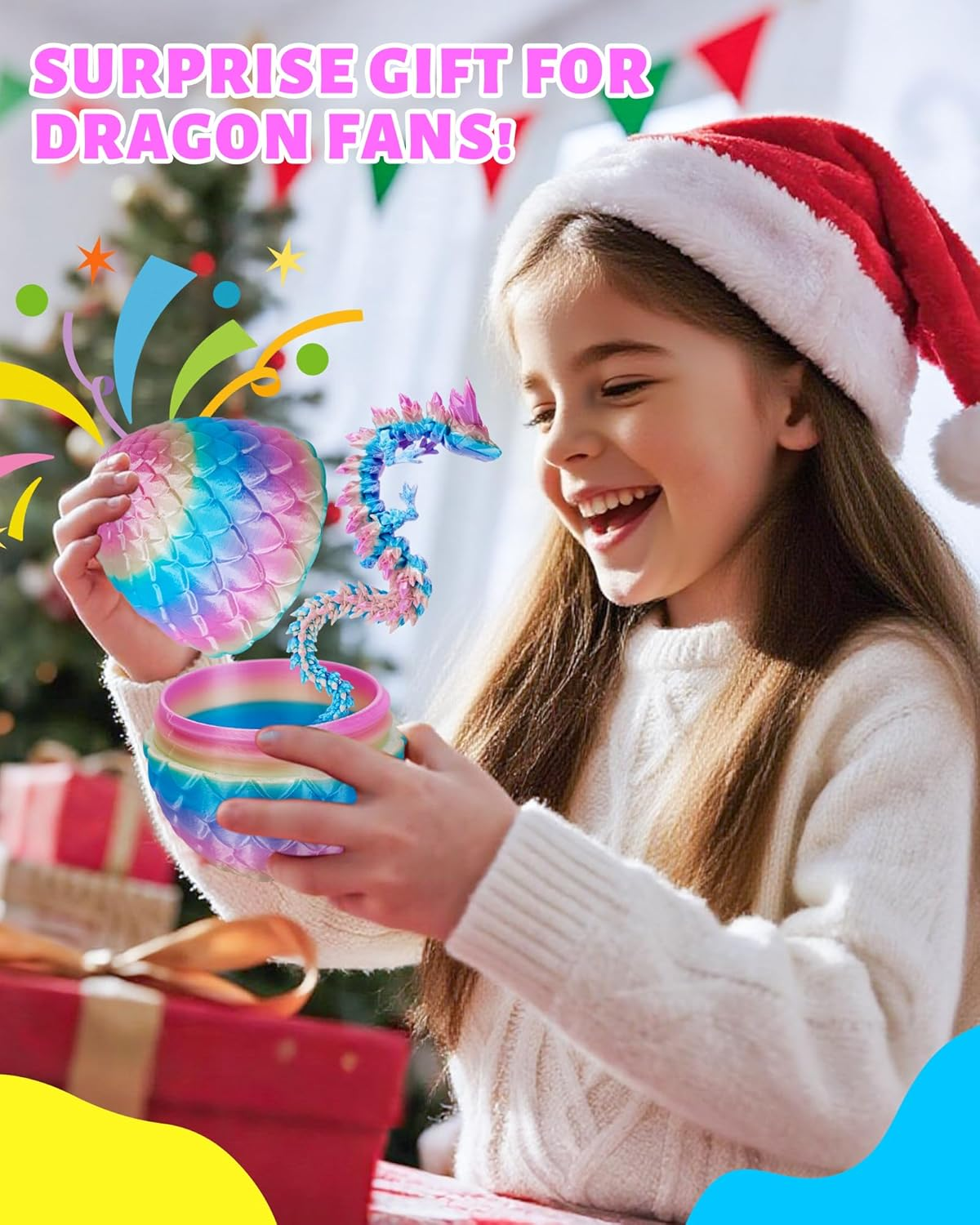 3D Printed Dragon Egg,Dragon Eggs with Dragon Inside,Crystal Dragon Fidget Toys,Full Articulated Dragon Dragon in Egg,Adults Fidget Toys for Autism ADHD (Random Rainbow Dragon Egg) image number 3