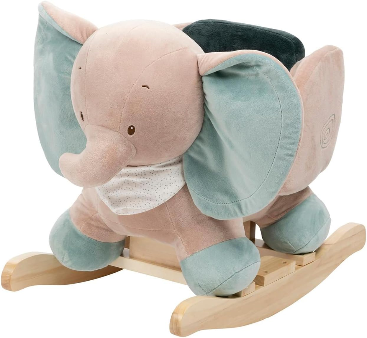 Nattou Rocking Animal of Polyester (Terry Cloth), Elephant-Axel, 63 X 33 X 45 Cm, Luna and Axel, Green/Beige image number 2