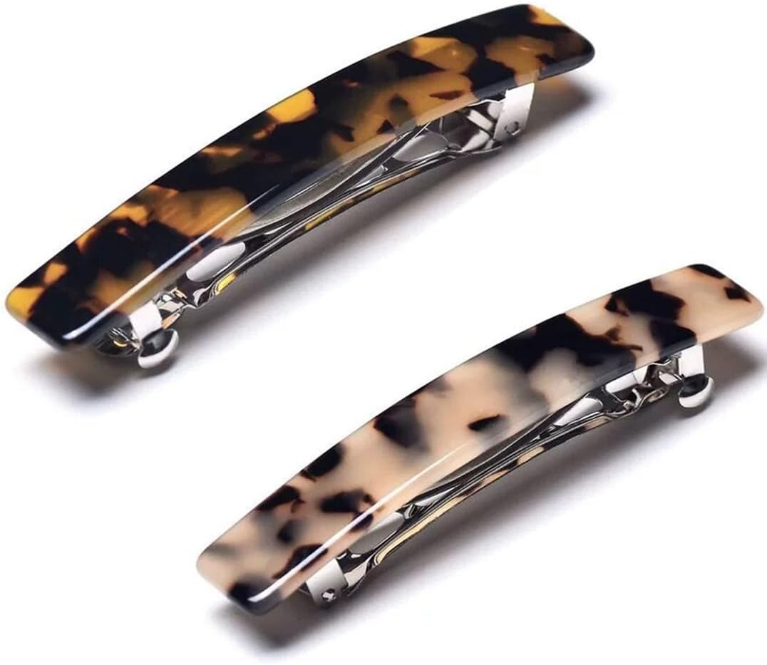 FMYODWU Pack of 2 Women'S Hair Clips, French Hair Clips, Vintage Hair Accessories, Hair Clips, Automatic Tortoiseshell Hair Clips, Thick Hair Clips, French Vintage Hair Clips image number 3