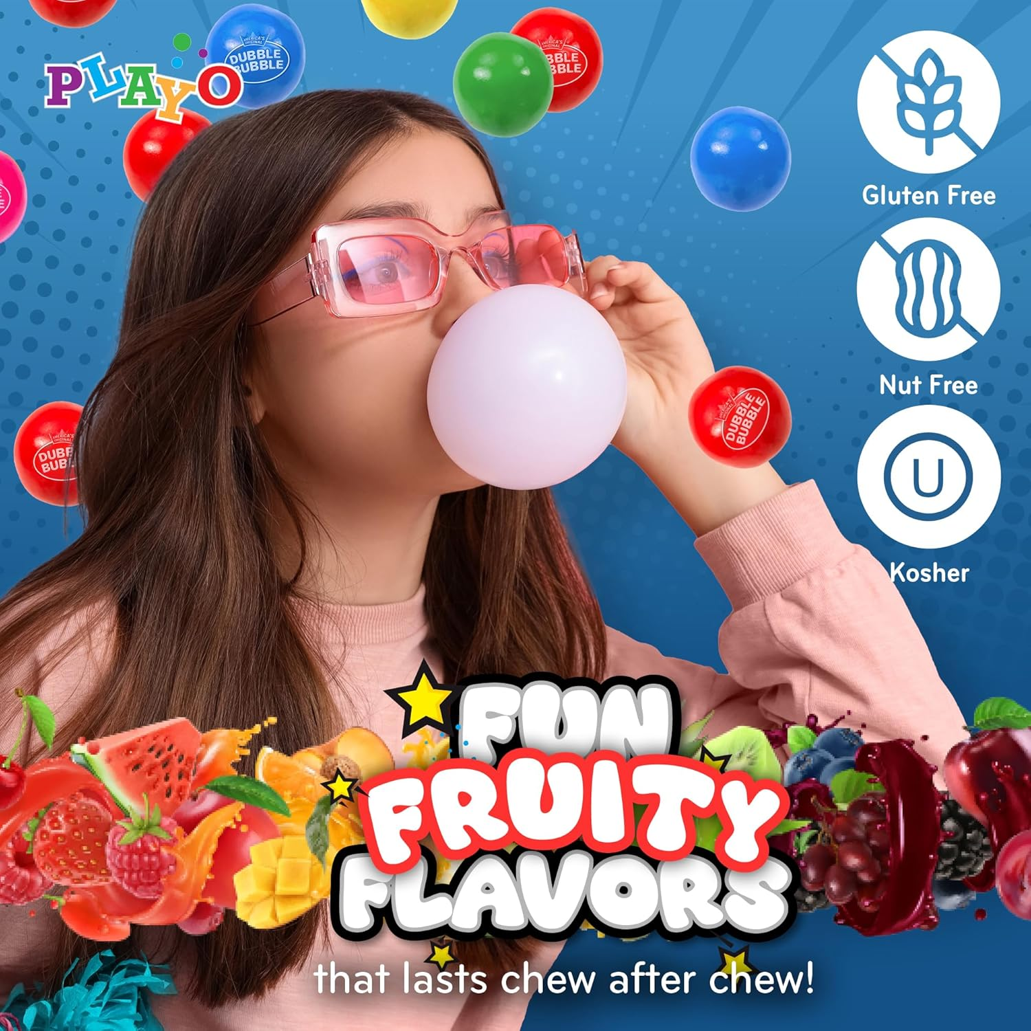 Playo 18" Big Spiral Gumball Machine Toy - Includes Aprox 113 Gum Balls - Kids Dubble Bubble Twirling Style Candy Dispenser - Birthday Parties, Novelties, Party Favors and Supplies (Blue, 18") image number 6