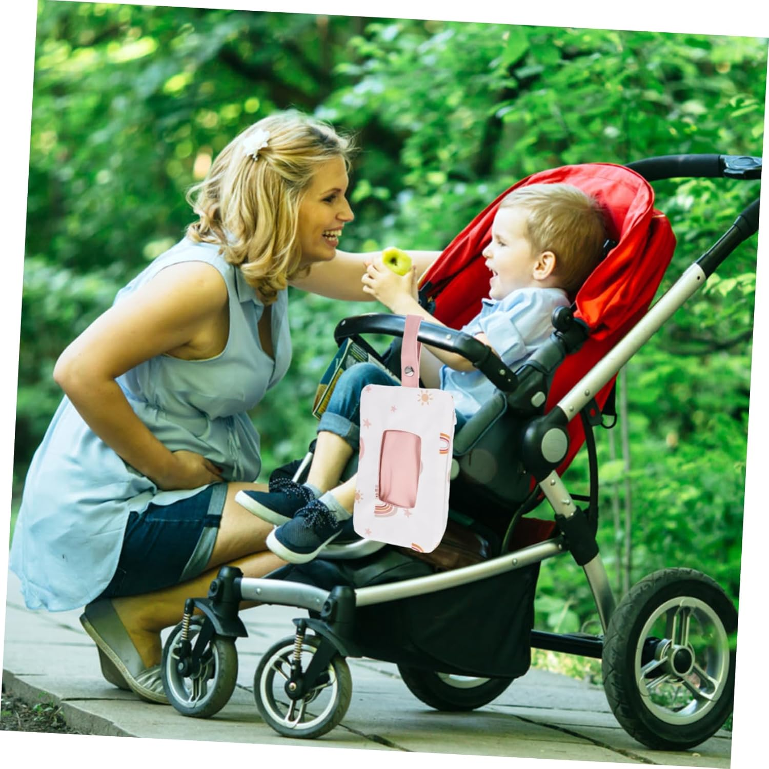 Small Wipes Dispenser Bag Portable Wet Tissue Box Easy Access Loop Stylish Cartoon Design image number 5