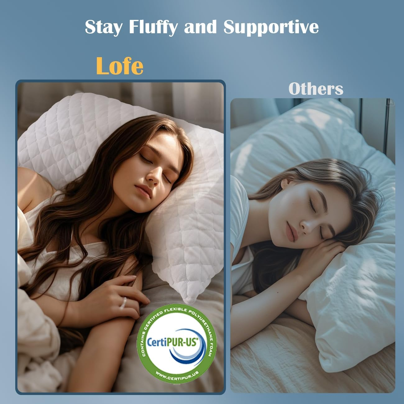 LOFE Side Sleeper Pillows for Adults - Adjustable 3 Compartments of Side Sleeper Pillow, Curved Side Sleeper Neck Pillow, Certipur-Us Supportive Pillow for Side Sleepers, Queen Size Bed Pillows image number 6