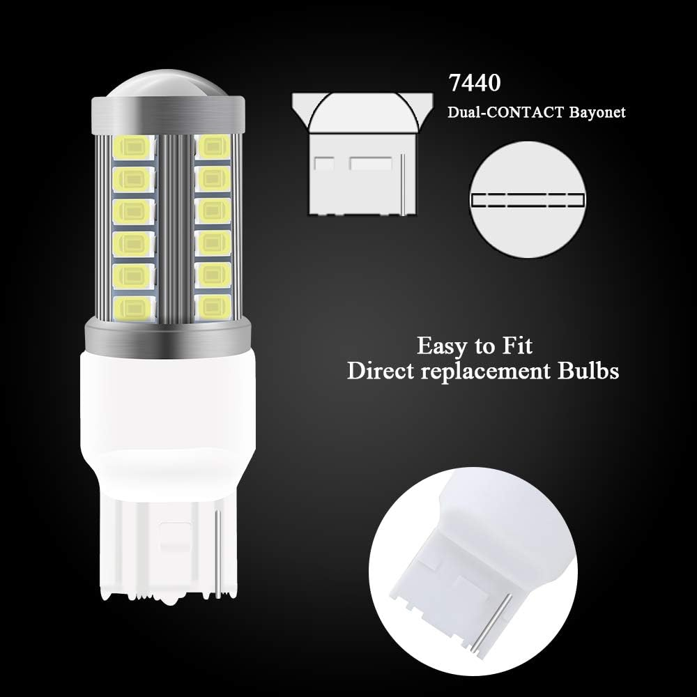 4Pcs White T20 7440 7440NA 7441 992 5630 33SMD LED Bulbs Canbus 900LM Super Bright Reversing Light Parking Light Brake Rear Fog Lamps Position Tail Light 12-30V 3.6W image number 2