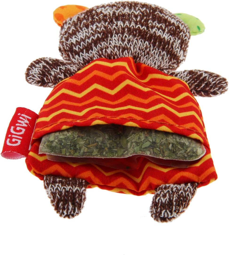 Gigwi Catnip Series Refillable Bear Ziplock Cat Toy with 3 Bags, Red