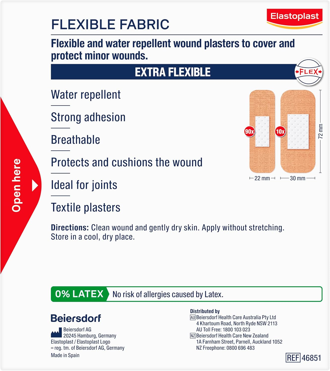 Elastoplast Flexible Fabric Plasters - Assorted Sizes (100 Pack) | Breathable & Water-Repellent Material | Protects Wounds from Dirt & Germs | Stretchy Adhesive Fabric Bandages | Ideal for Joints image number 5