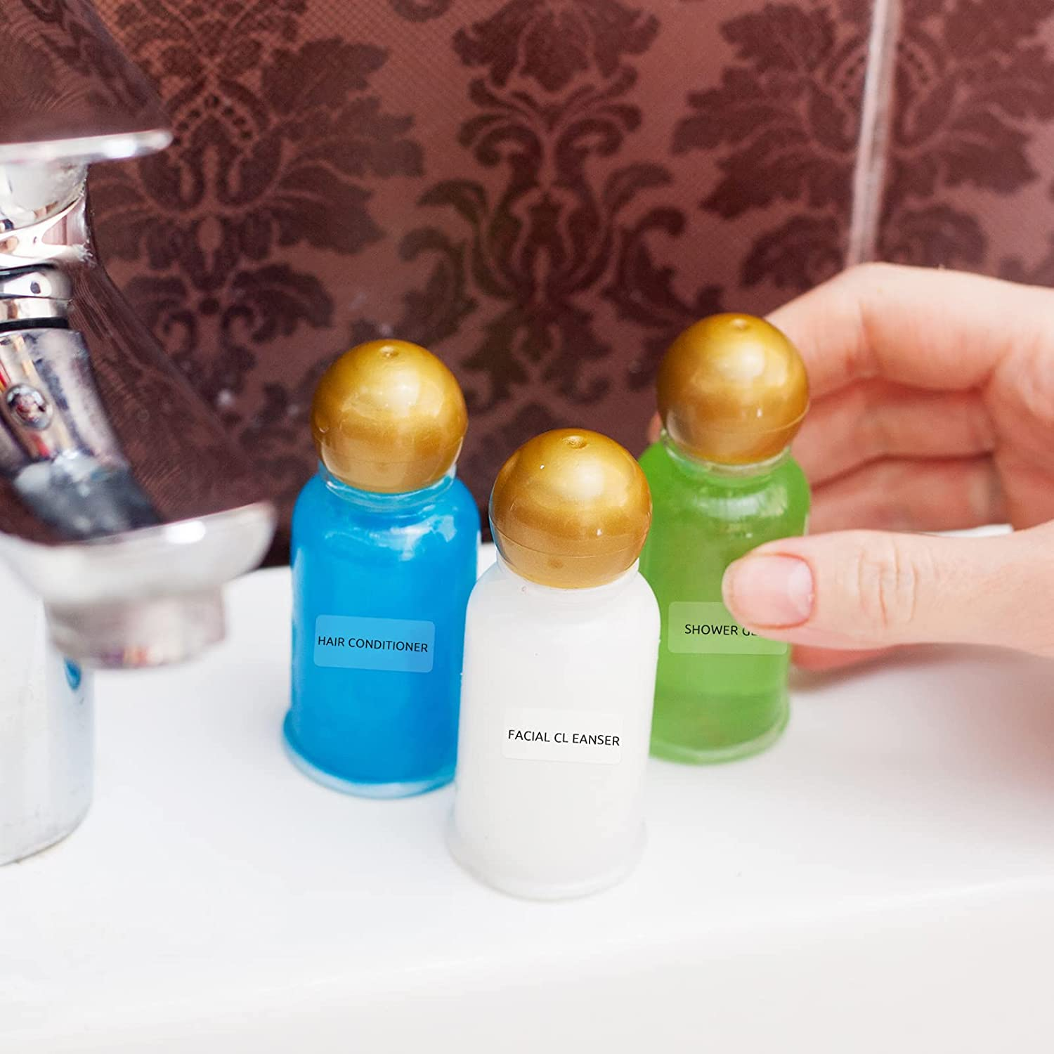 140Pcs Clear Bathroom Labels for Beauty Organization - Waterproof Stickers for Body Wash, Shampoo Dispensers, Skin Care Bottles, Lotion Cream, Cosmetic Travel Bottles image number 3