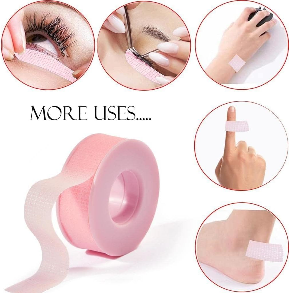 Lash Adhesive Tape Reusable Adhesive Waterproof Silicone Tape Eyelash Tape, 2Rolls Silicone Non-Woven Fabric Lash Adhesive Tape,Eyelash Extension Tape, under Eye Tape Lash Extension Tape,Pink image number 6