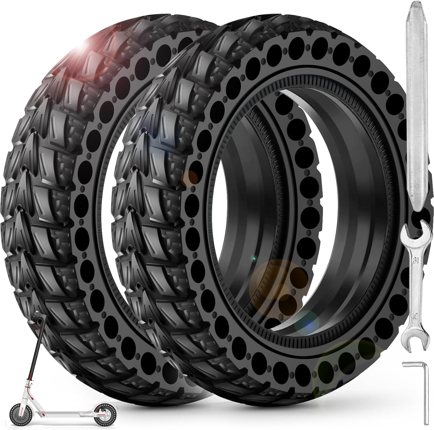 BANGTING 2 X 50/75-6.1 E Scooter Solid Tyres, 8.5 X 2 Inch Solid Rubber Tyres, 8 1/2 X 2 Replacement Tyres for Xiaomi Pro 2 / M365 / M365 Pro / 1S / 3/3 Lite/Essential and All 8.5 Inch Scooter Tyres