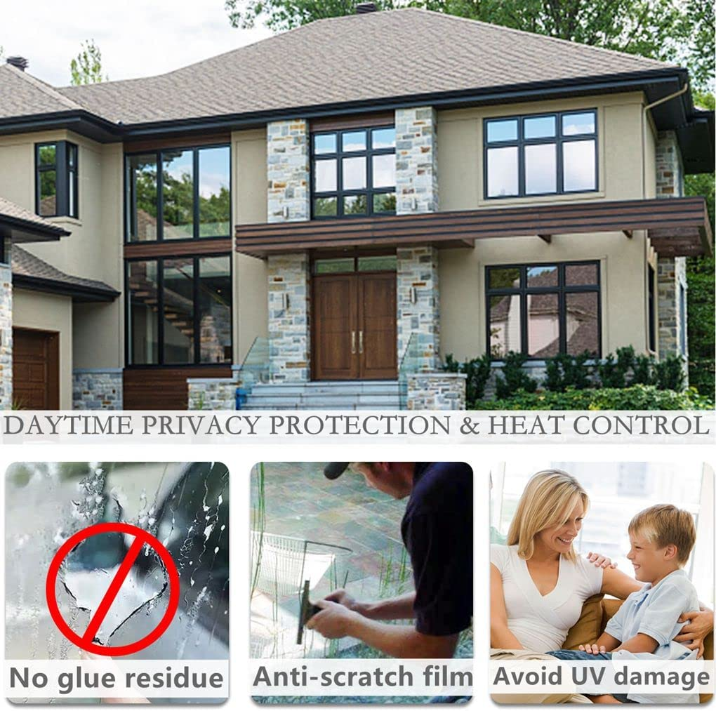 Arthome Heat Blocking Window Film Kit Anti-Uv 90X254Cm, Heat Control Window Stick Tint Reflective No Glue Static Cling Adhesive DIY One Way Film for Home and Office Sun Glare Reduction with Tool&hellip;