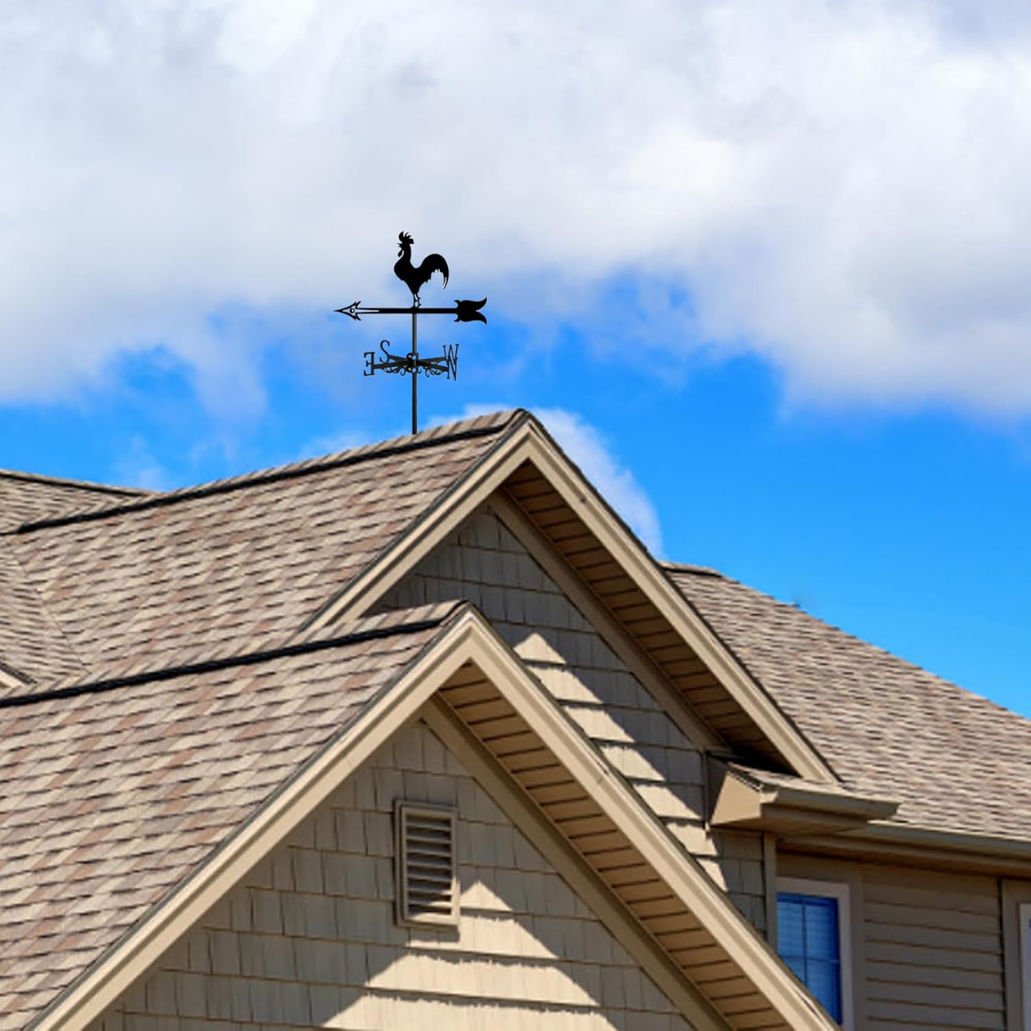 Weather Vane Roof Mount Animal Shape Weathervane Iron Decorative Wind Vane 13X22Inch Wind Direction Indicator for Yard Garden Farm Rooster Weather Vanes for Yard Weathervane Wind Direction Indicatorw - Rooster image number 4