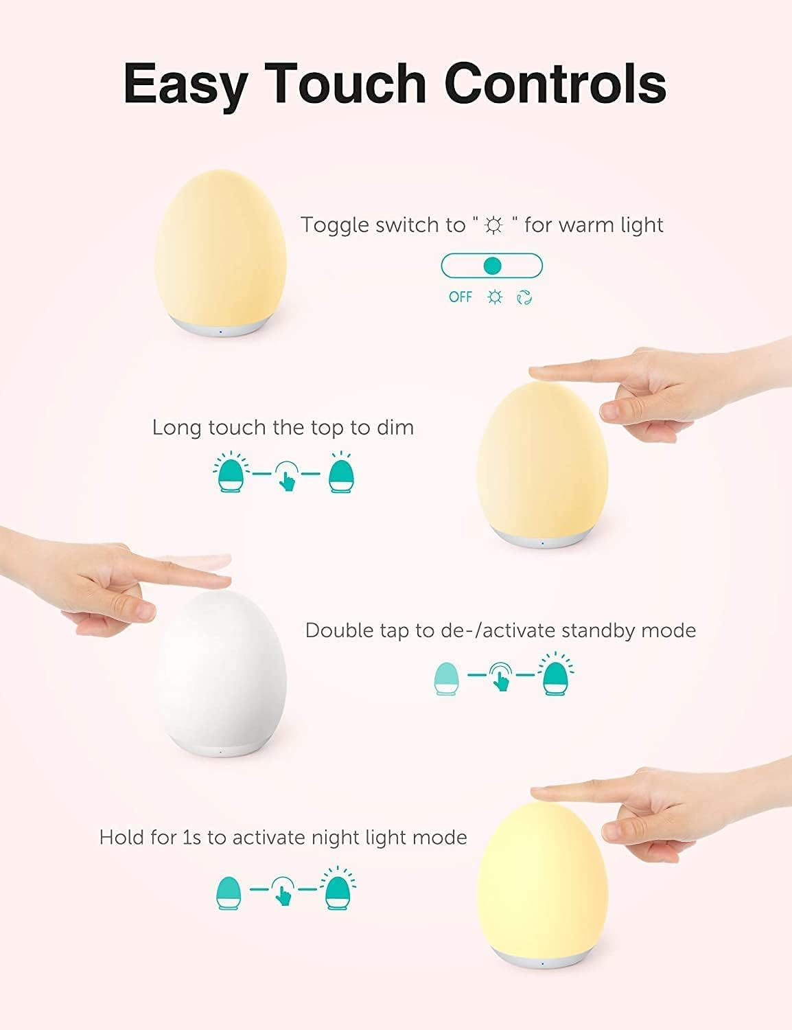 VT- Night Light with Nebula, Compatible with Google Assistant, RGB Dimmable, Timing, for Kids Bedroom Party Decor (Egg) image number 1