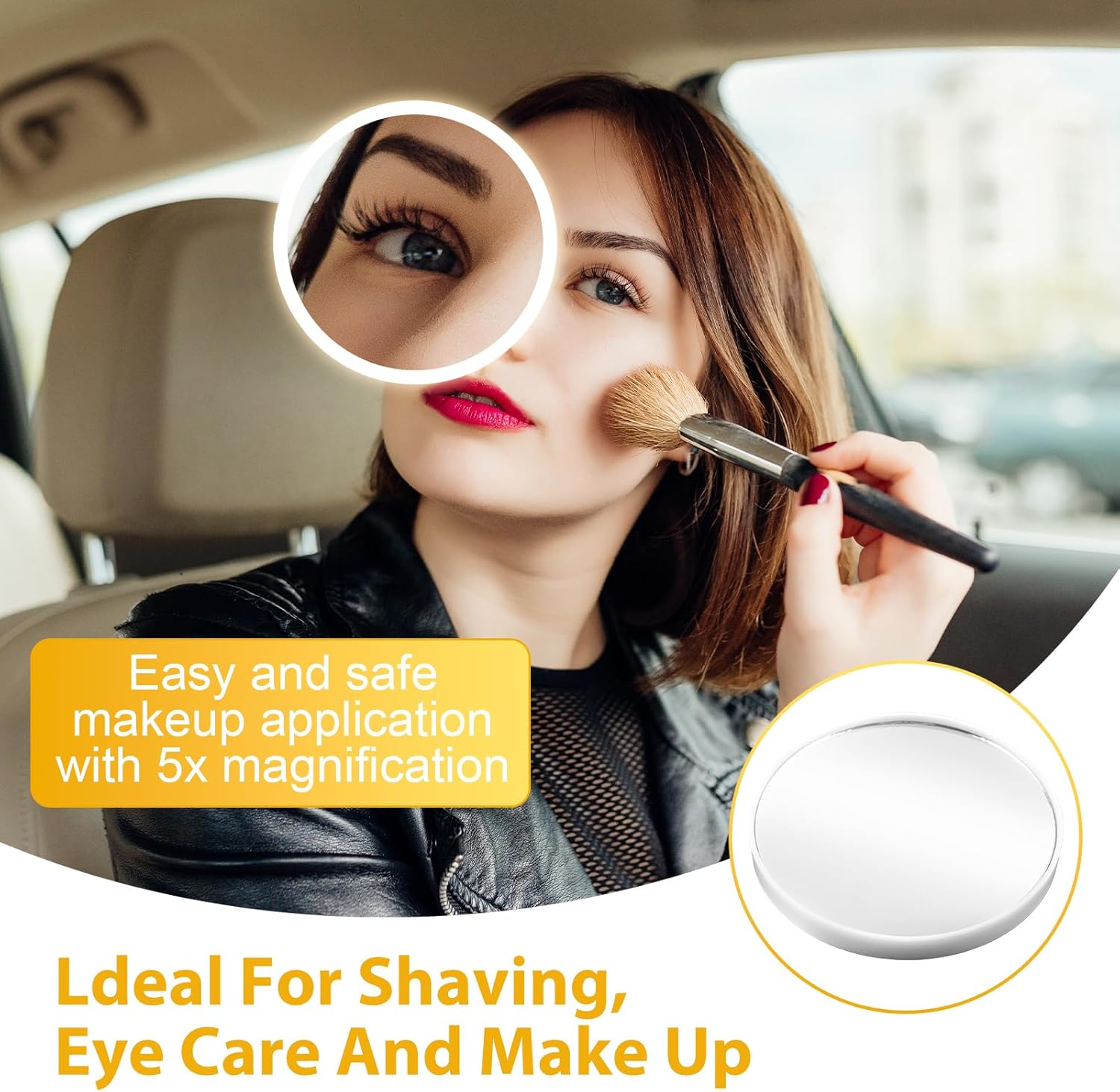 Magnifying Mirror with Suction Cup, Pack of 2 Cosmetic Mirrors with Double Suction Cup in 5X 10X Magnification Magnifying Mirror for Gluing for Bathroom Dressing Table Shaving and Fine Work White image number 6