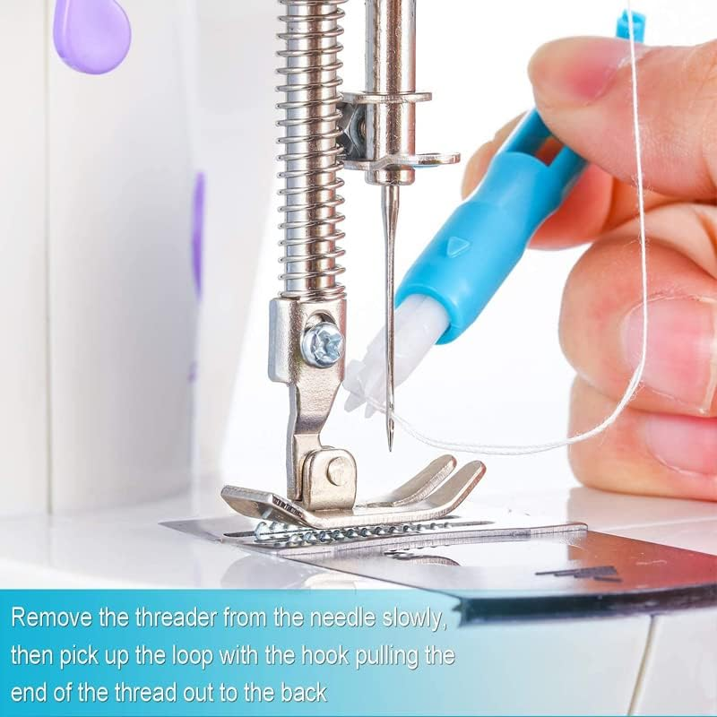 AIMALL 10PCS Automatic Needle Threader Set &ndash; Easy Insertion Handle for Sewing Machines, Reduces Eyestrain, 2.95 Inch Lightweight Plastic Design