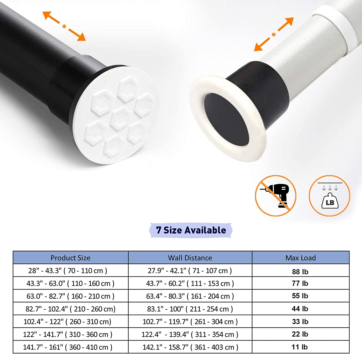 Homease Tension Shower Curtain Rods 82.7-102.4 Inch Room Divider Never Rust Adjustable Spring Rods for Window Bathroom Balcony Storeroom Laundry Non-Slip No Drilling Easy to Install Black Matte