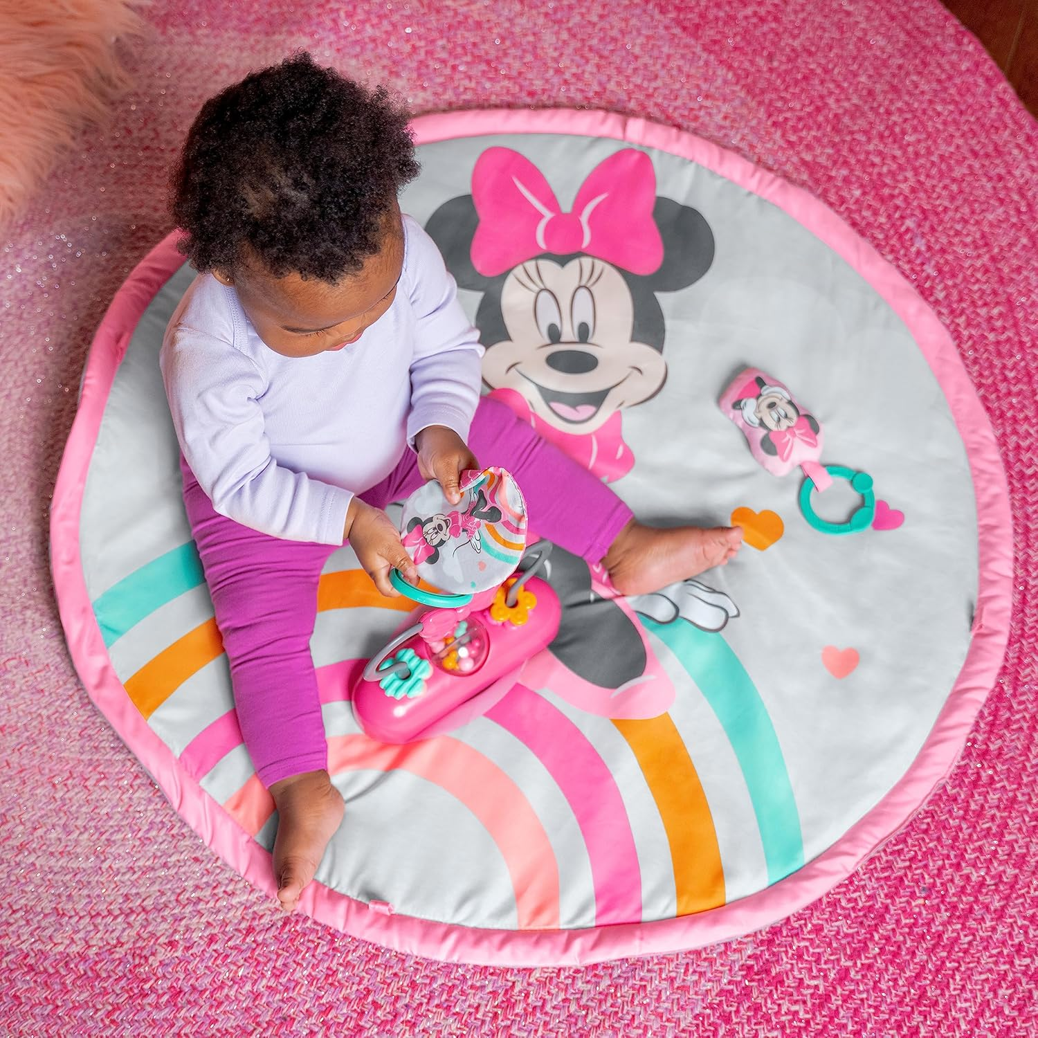 Bright Starts Disney Baby Minnie Mouse Forever Besties Activity Gym with Music and Lights, Pink, Newborn+ image number 2