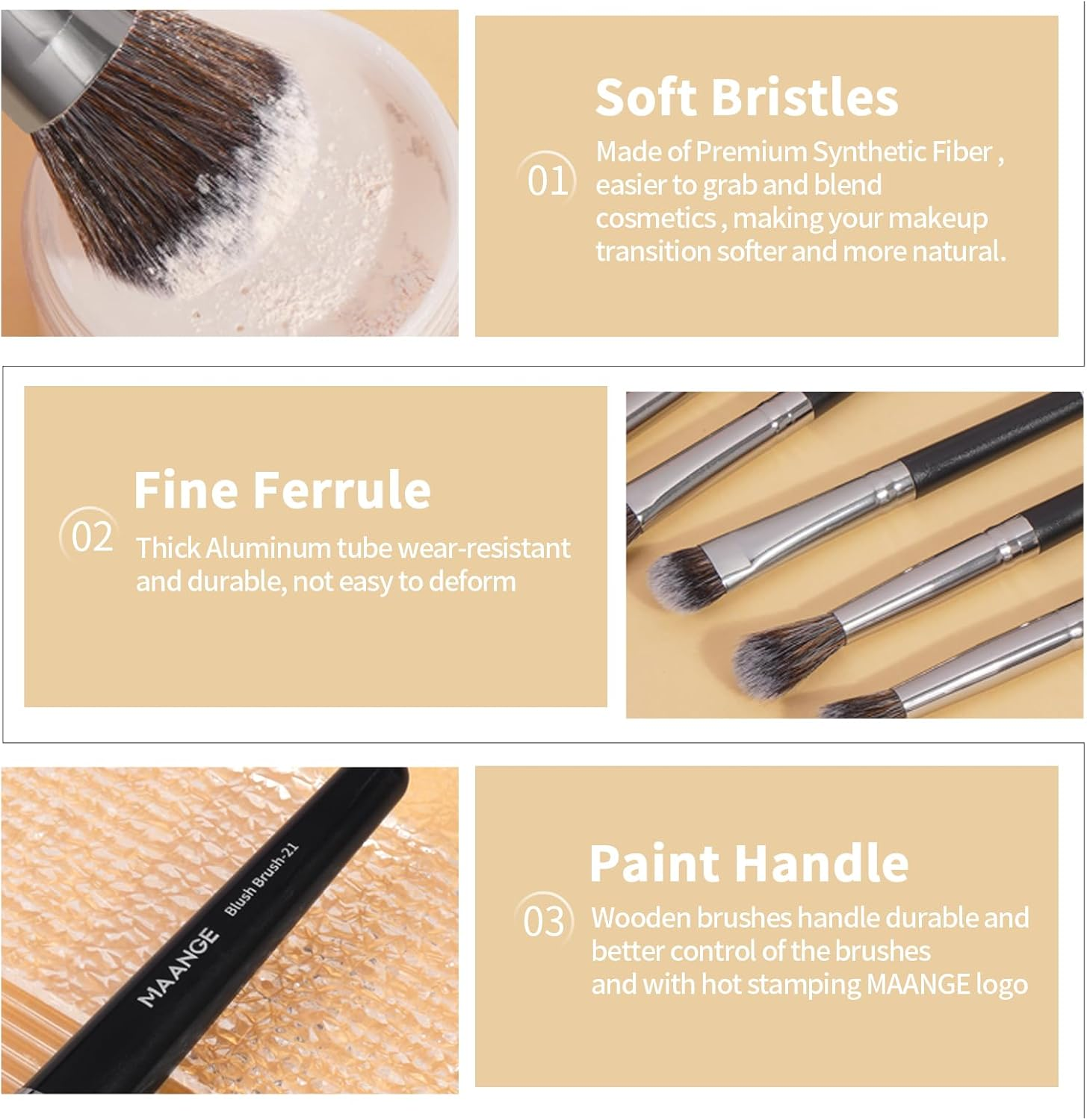 MAANGE Makeup Brushes, 30 Pcs Professional Makeup Brushes Set Premium Synthetic Face Foundation Powder Brush Kit Travel Makeup Brushes (Black) image number 1