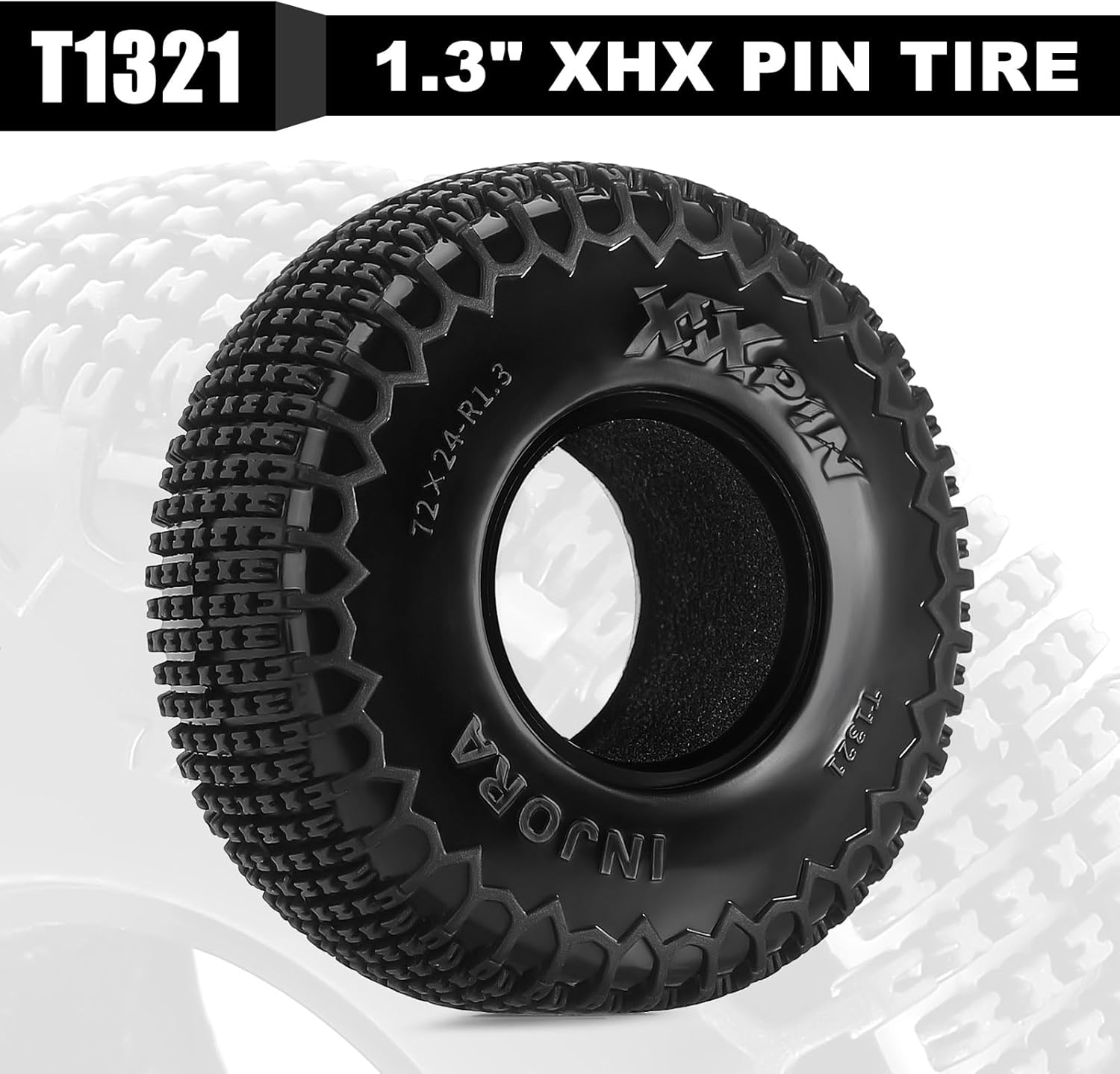 INJORA 1.3 Inch XHX Pen Tyres for Trx4M SCX24, 72 X 24 Mm, S5 Compound, Pack of 4 image number 6