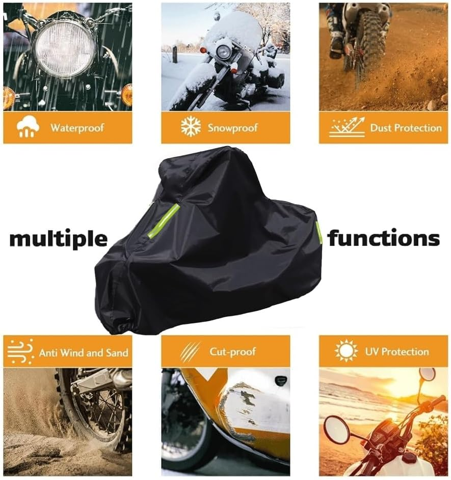 Motorbike Cover for Honda Rebel 500/CMX500 Rebel 2020-2024,Professional Customized Outdoor Motorcycle Covers UV Waterproof Proof Breathable Large Motorcycle Tarpaulin with Reflective Strips(Black) image number 2