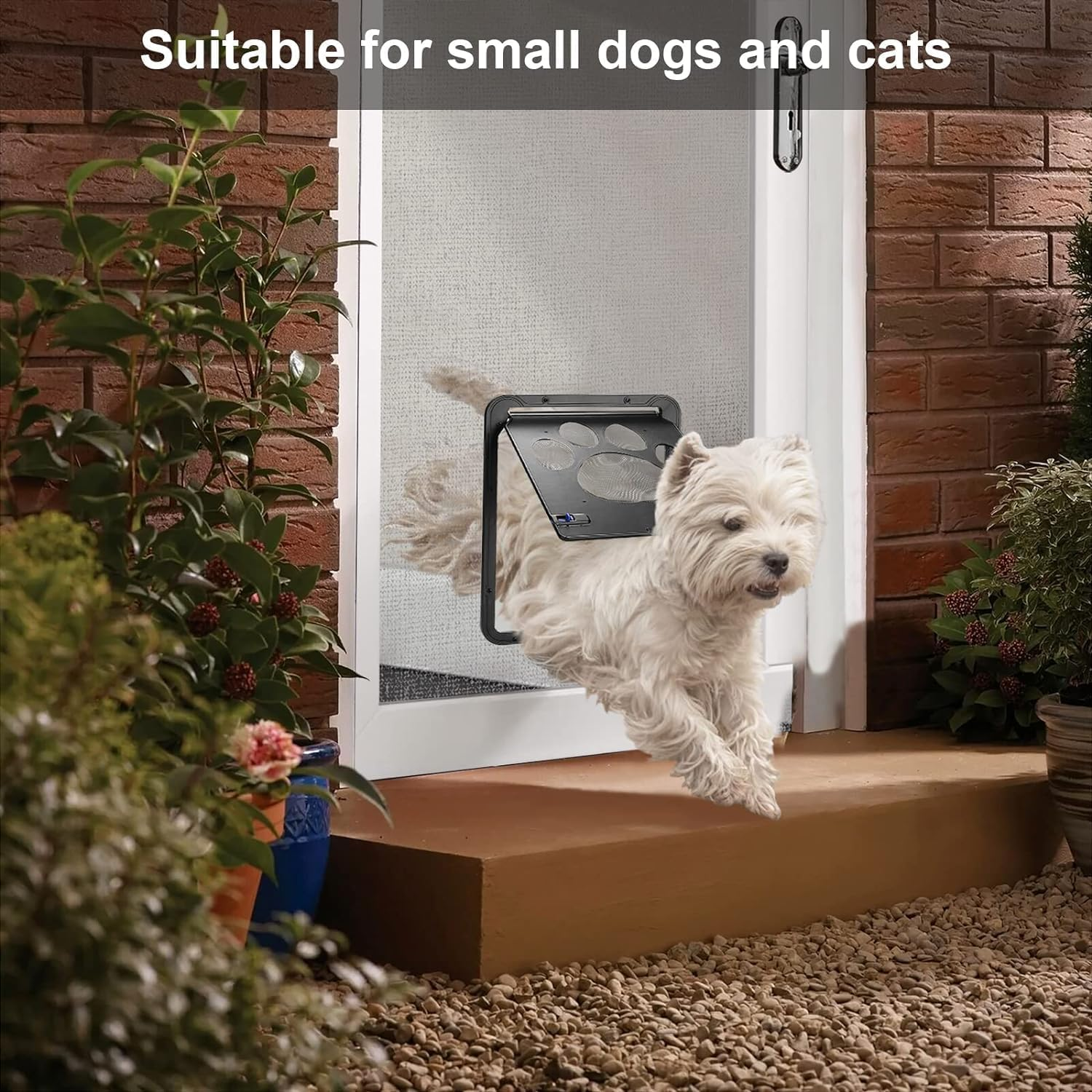 Pet Screen Door,Inside Door 8X10X0.4 Inch,Lockable Magnetic Flap Screen Automatic Lockable Black Door for Puppy Dog and Cat Door image number 1