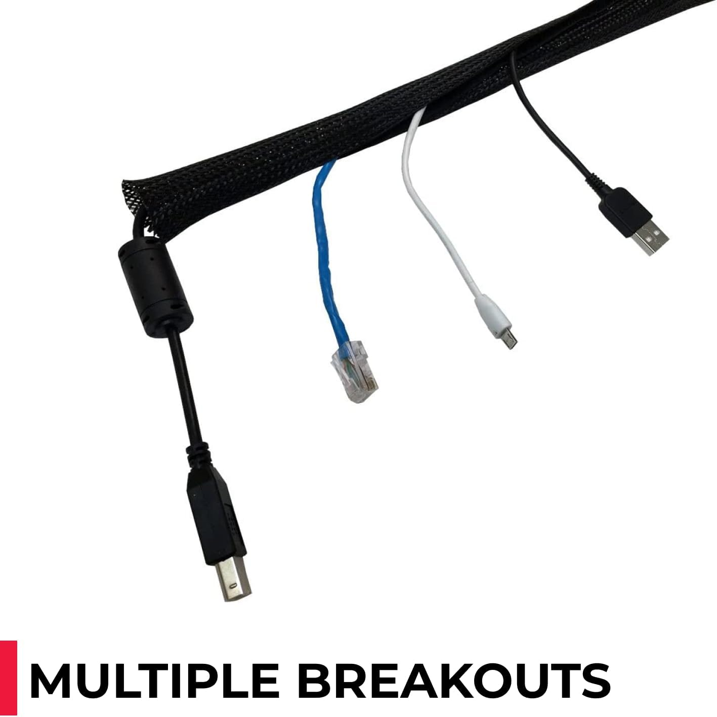 Acatana Cable Management Sleeve Cord Organizer Hide Wire Wrap Cover Protector Home Office Desk under Desk Split Hook Loop 1000Mm X 135Mm image number 6