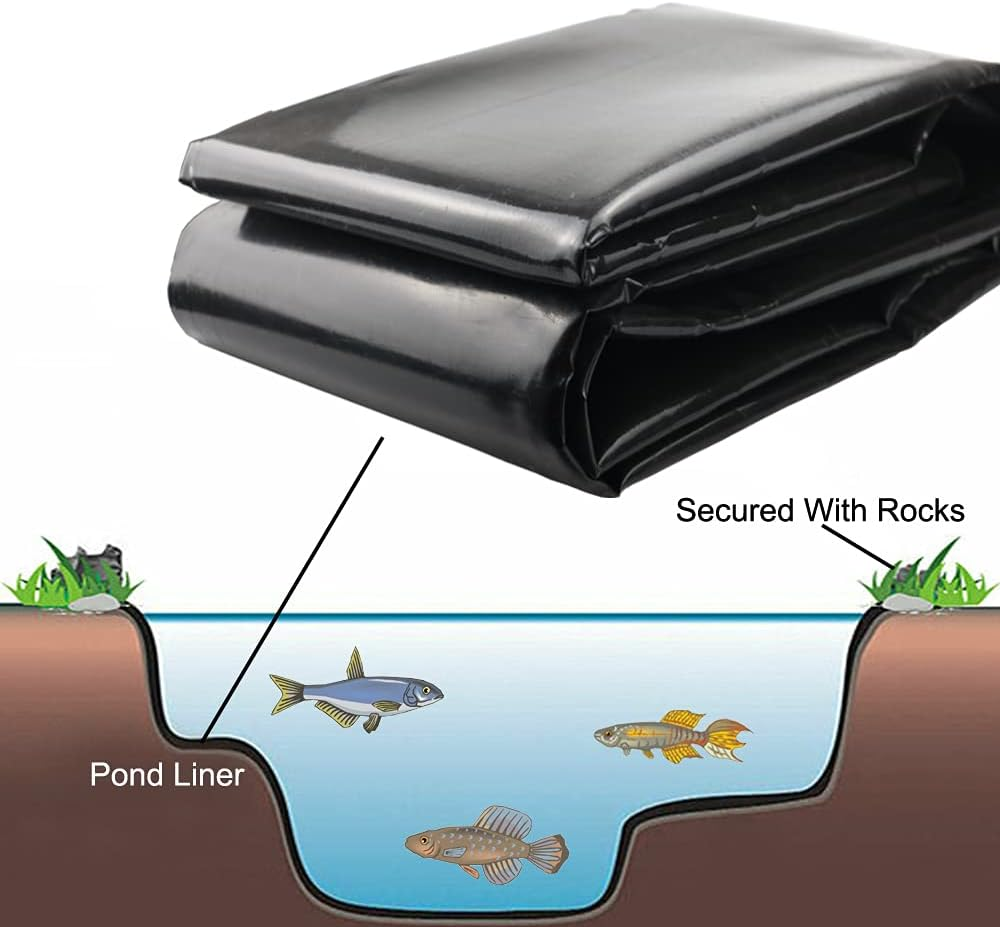 20 Mil Pond Liner, 7X10 Ft Pond HDPE Skins Small Fish Pond Liners Rubber Pond Tarp Easy Cutting Underlayment for Fountains, Waterfall & Water Gardens image number 2