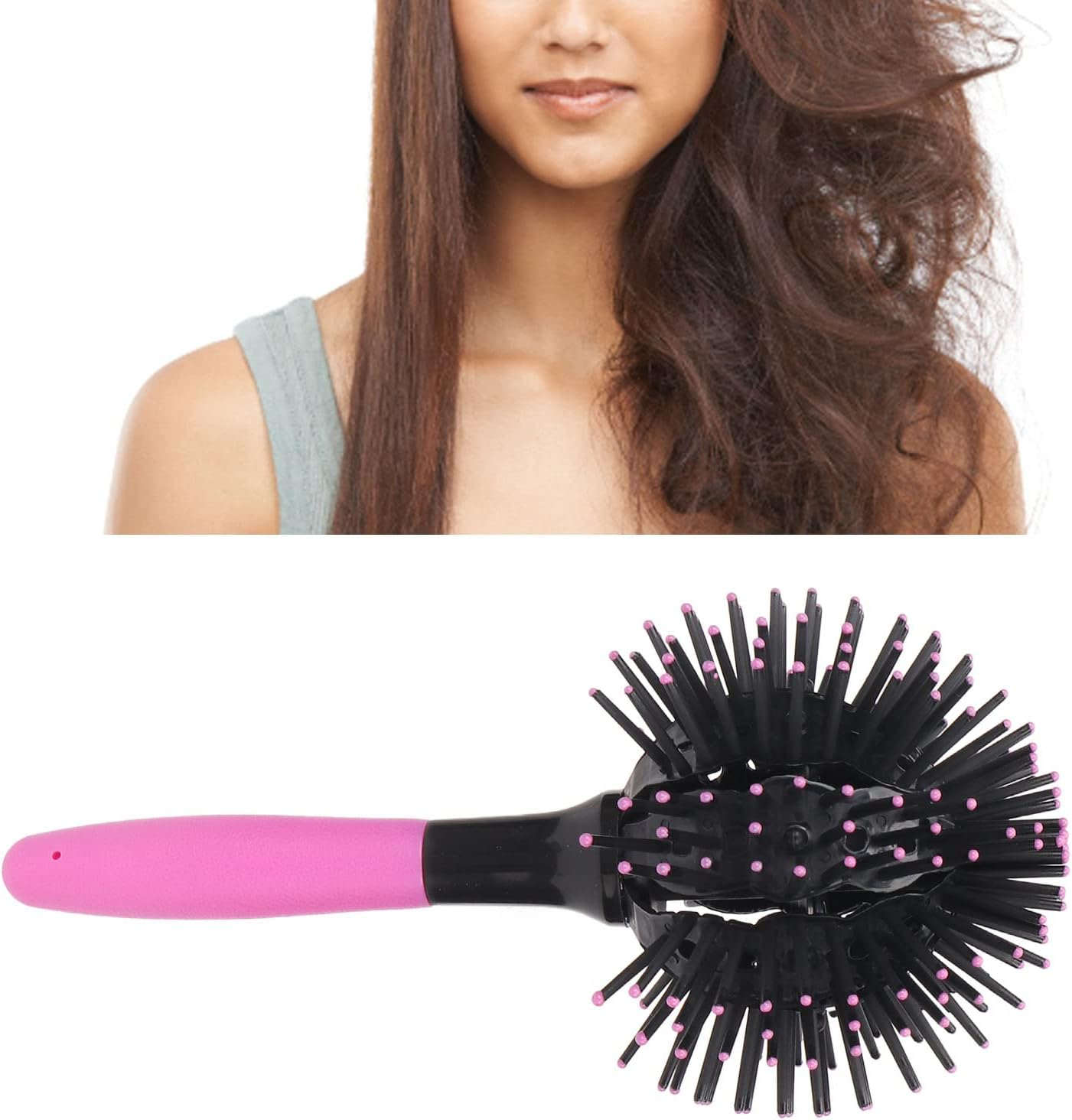 Round Ball Hair Comb, 3D Detangling Hairbrush, 360&deg; Styling Brush for Wet and Dry Hair, Curling & Straightening, Anti-Static, Lightweight Hair Care Tool image number 5