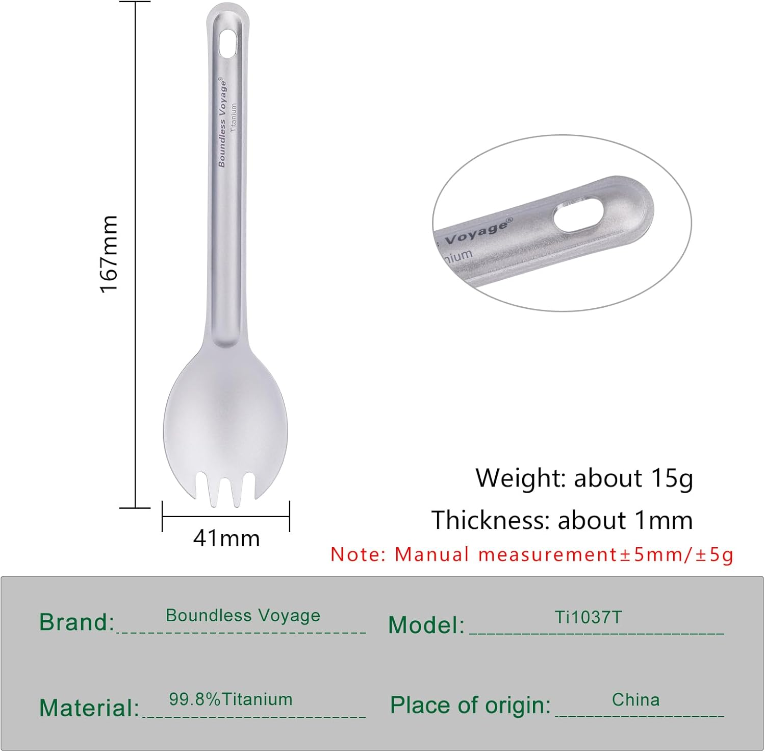 Boundless Voyage Titanium Cutlery Set Reusable Spork Set 2 Packed Lightweight Camping Tableware Outdoor Flatware with Storage Bag Ti1037T image number 1