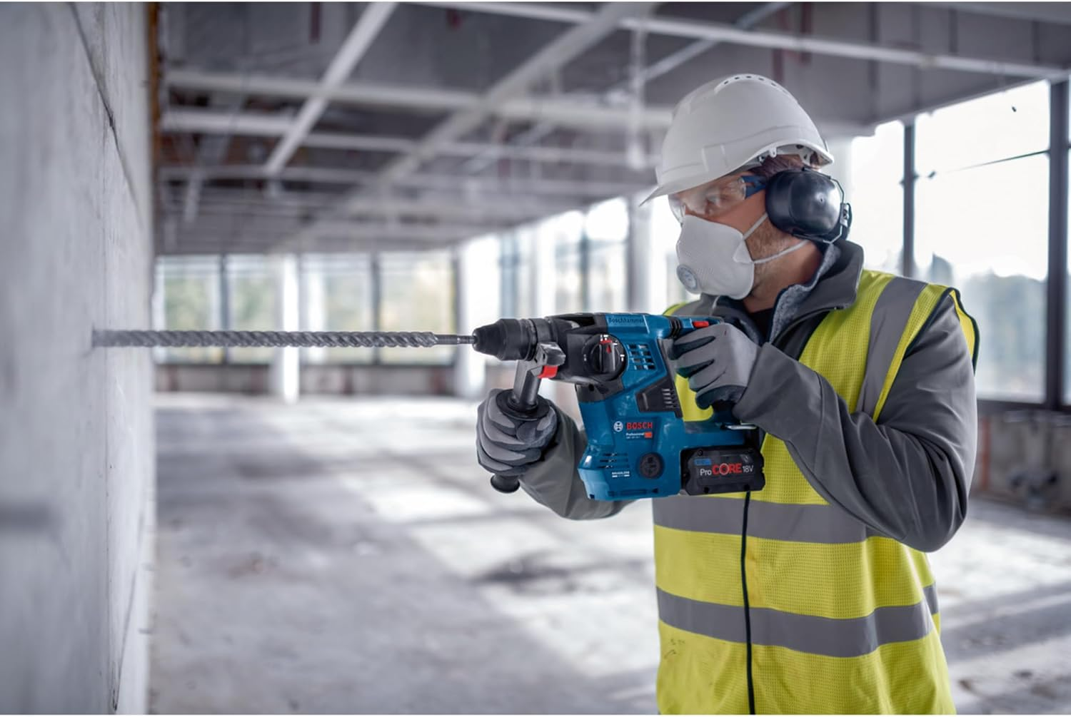 Bosch Professional 18V System Cordless Rotary Hammer GBH 18V-28 C (With SDS Plus, 3.3 J Impact Energy, Vibration Control, Kickback Control, 3 Work Modes) image number 4