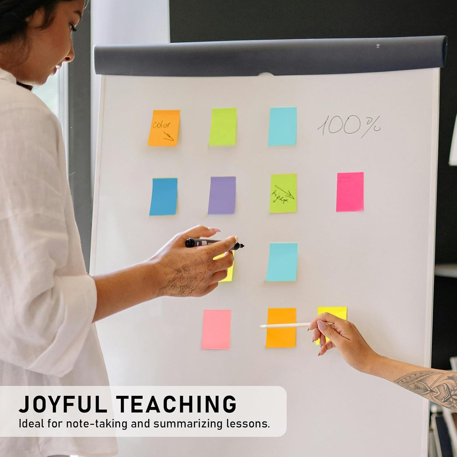 Sticky Notes 1.5X2 Inch 8 Bright Colors Mini Self-Stick Pads Bulk 16 Pads/Pack 75 Sheets/Pad Total 1200 Sheets, Easy to Post for Home,School,Office, Notebook