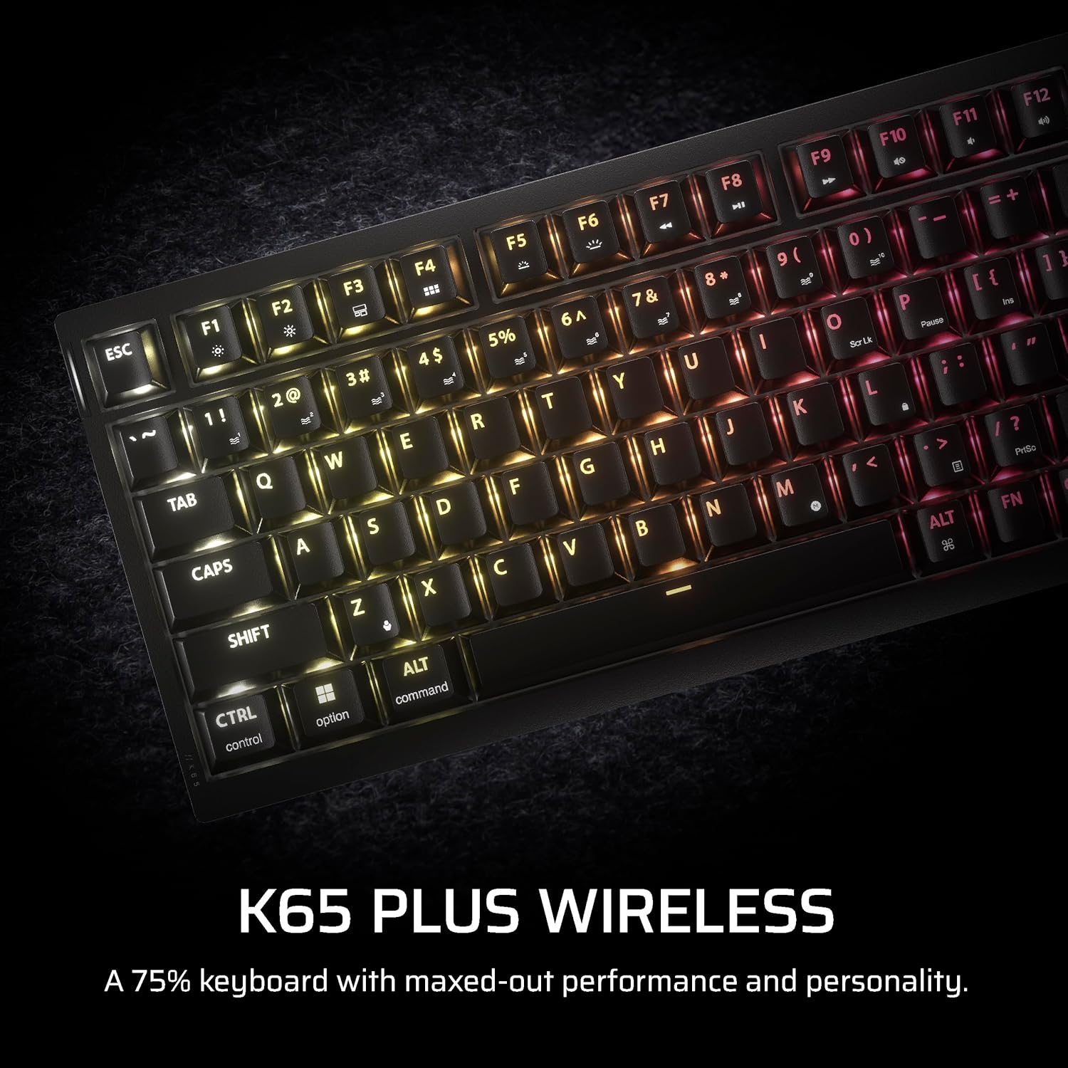 CORSAIR K65 plus Wireless 75% RGB Hot-Swappable Mechanical Gaming Keyboard &ndash; Pre-Lubricated CORSAIR MLX Fusion Tactile Switches &ndash; Dual-Layer Sound Dampening &ndash; PBT Keycaps &ndash; QWERTY NA &ndash; Black image number 3