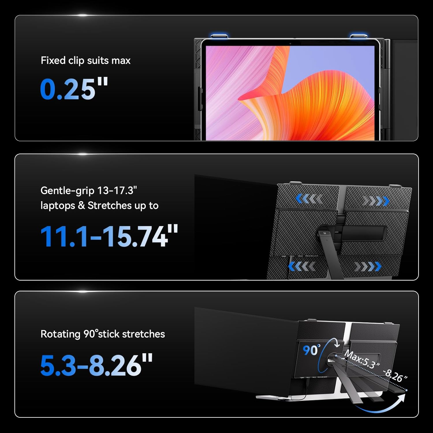 14" Laptop Screen Extender - Ultra Thin 0.17" FHD 1080P Portable Dual Laptop Monitor Extender Plug & Play Travel Display for Windows/Mac image number 6