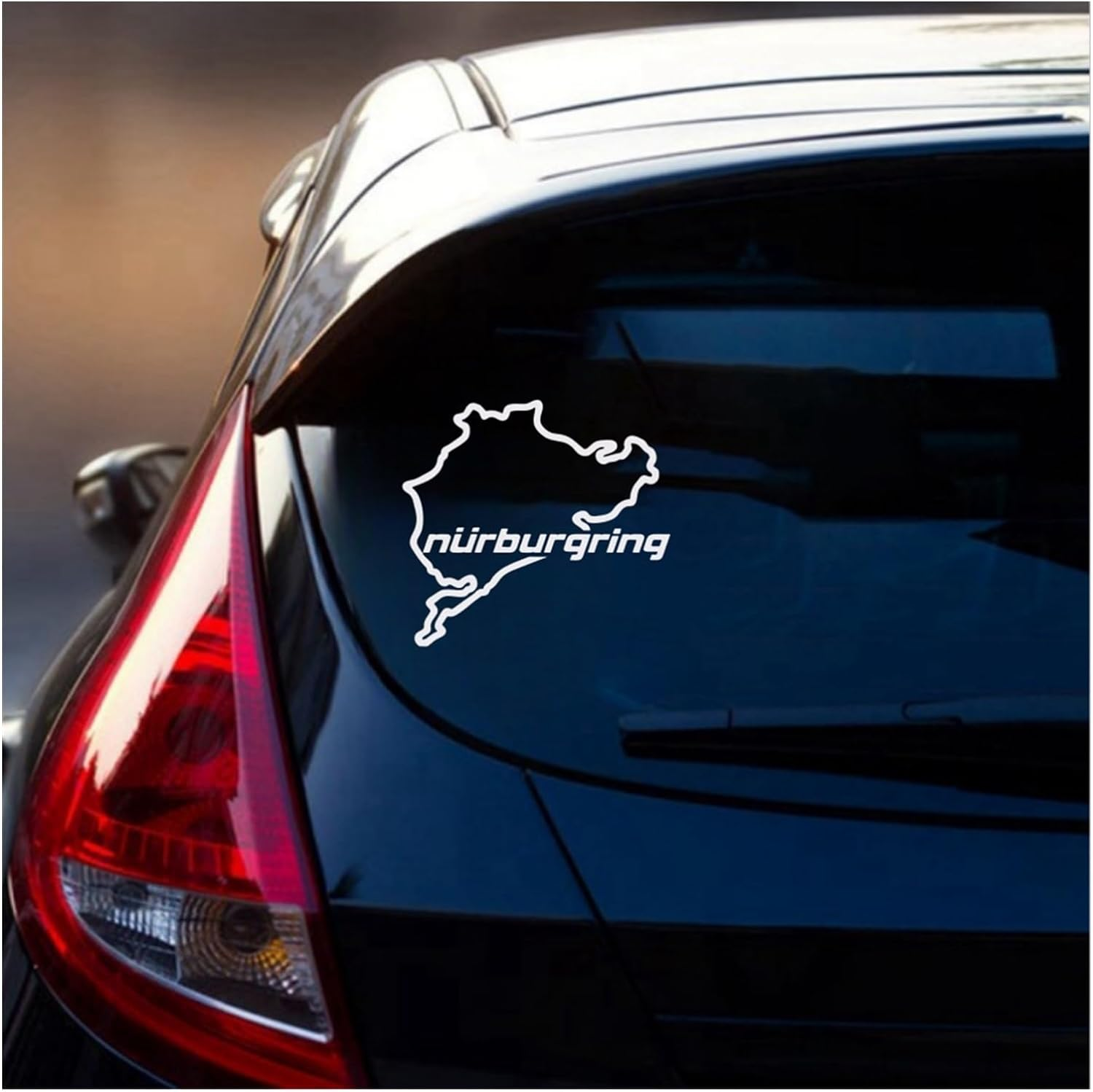 Car Styling Racing Road Racing Nurburgring on Car Stickers and Decals Rear Window Funny Stickers (Color : Red, Size : 14Cm*12.5Cm)