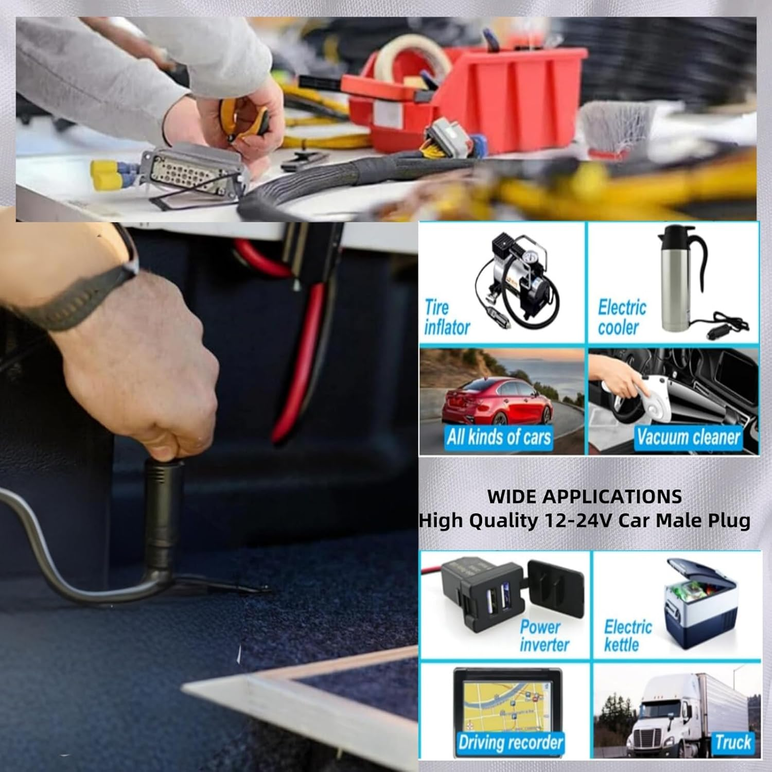 Luojinluoda Anderson Plug Extension Cable - 12V 2M Anderson Plug Connector to Cigarette Lighter Adapter - Style Connector to EU Male Plug, 16AWG Heavy Duty Lead for Caravan 4WD Car Marine image number 4