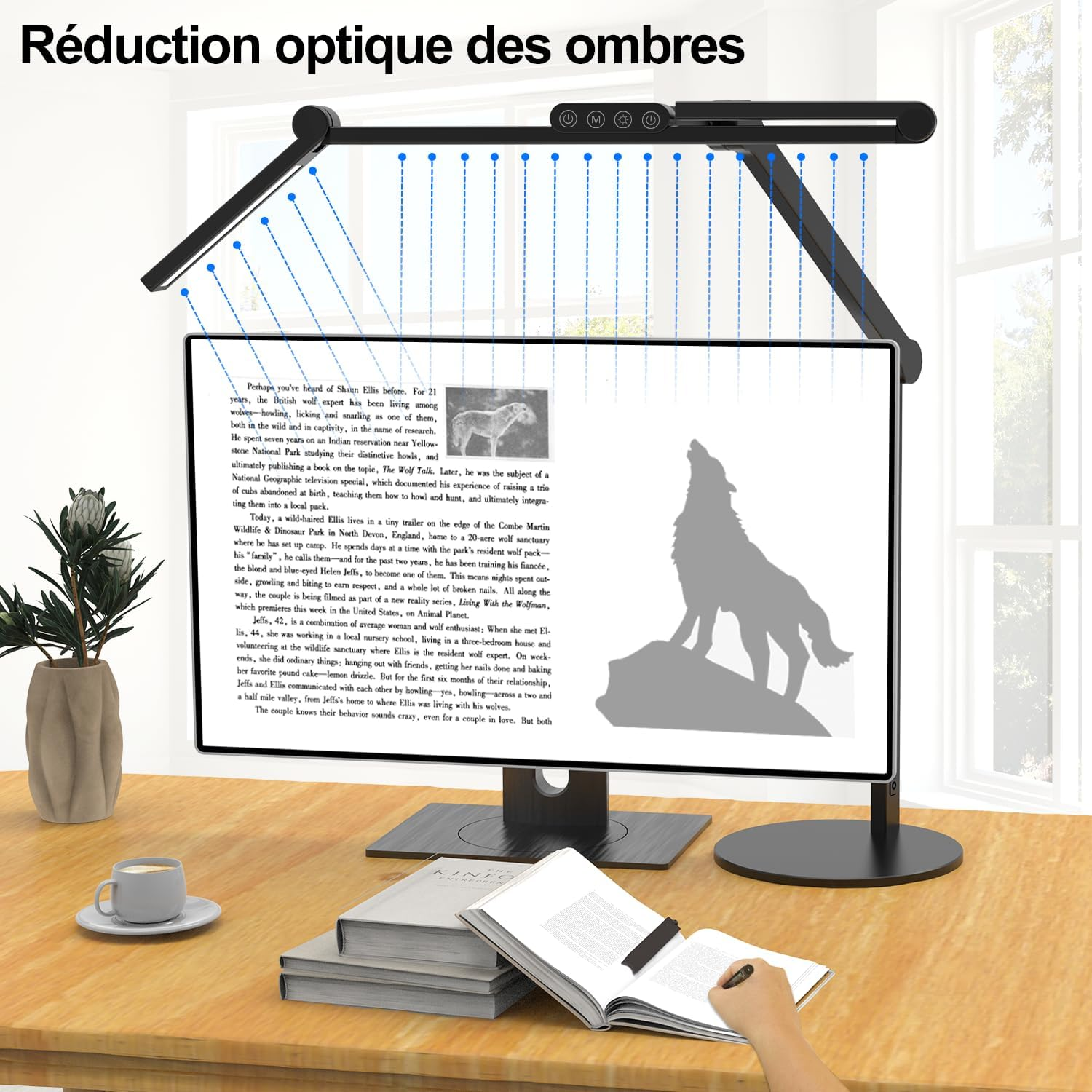 24W LED Desk Lamp with Metal Base, 1500LM Powerful 3-Head Lamp for PC Screen, 72 Cm Architect Light with Flexible Arm, Touch Control image number 1