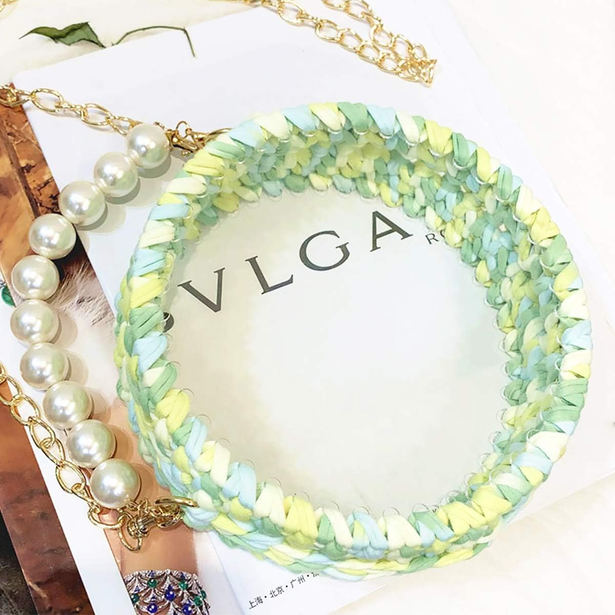 Isuperb 4 Pack Knitting Yarn Colorful Cloth T-Shirt Yarn Fabric Crochet Cloth for DIY Knitted Art Basket Bag - 400G image number 5