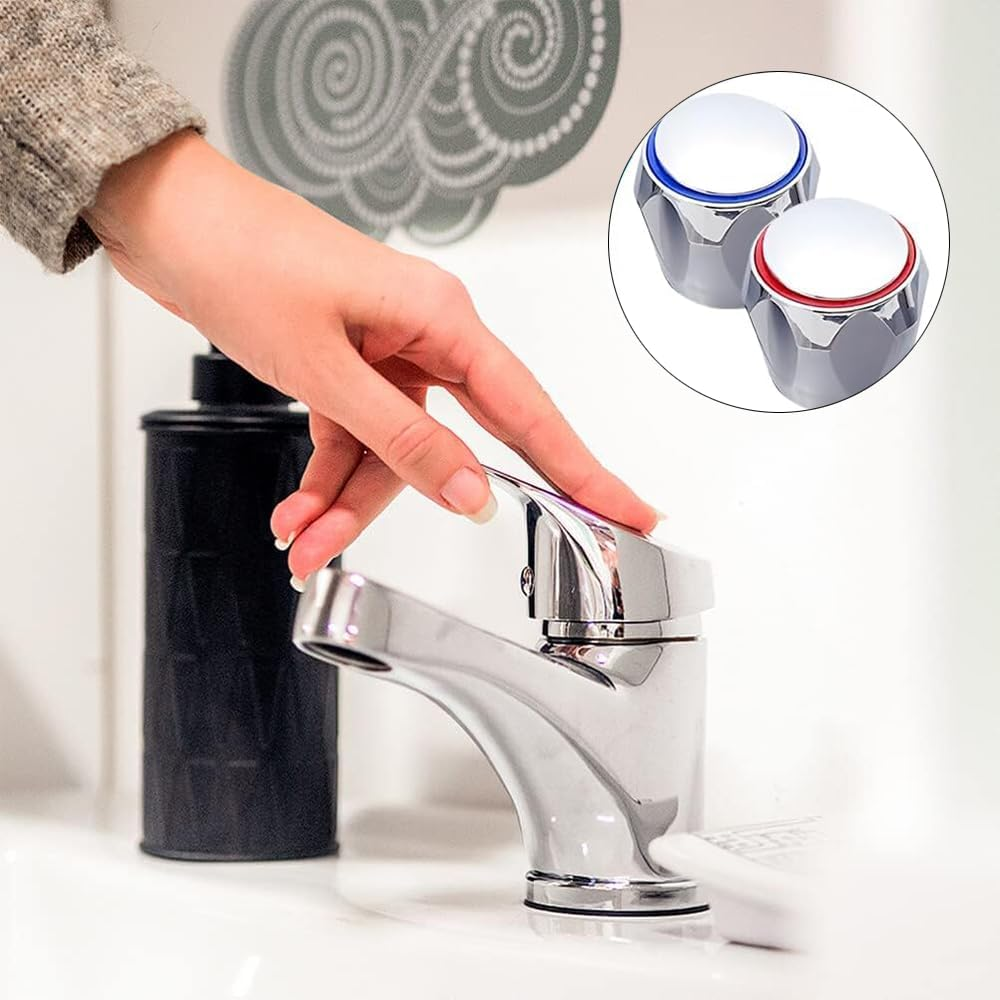 Faucet Handle Replacement Set, 2-Piece Hot and Cold Water Knobs, Kitchen and Bathroom Tap Controls