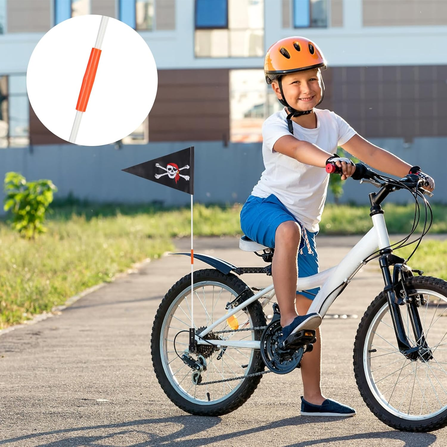 XIHIRCD 3Pcs Bike Flag, Adjustable Bicycle Safety Flag with Pole Black Spider Jolly Roger Stroller Flag Waterproof Warning Flag for Tricycle Go Kart Wheelchair Kayak ATV image number 5