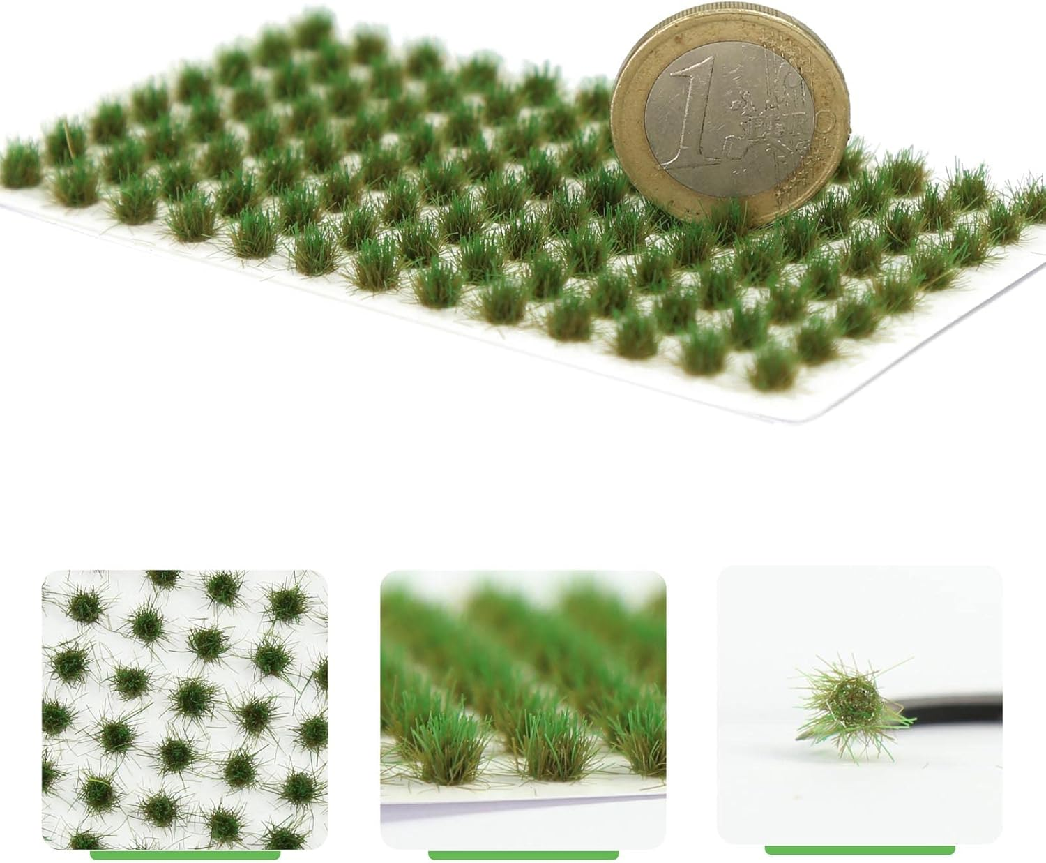 208 Pcs Static Grass Model Grass Tufts Railway Artificial Grass Miniature Grass Tuft Terrain Kit for DIY Model Terrain Scenery Railway Fairy Garden Diorama Scenery(Green, Small) image number 2