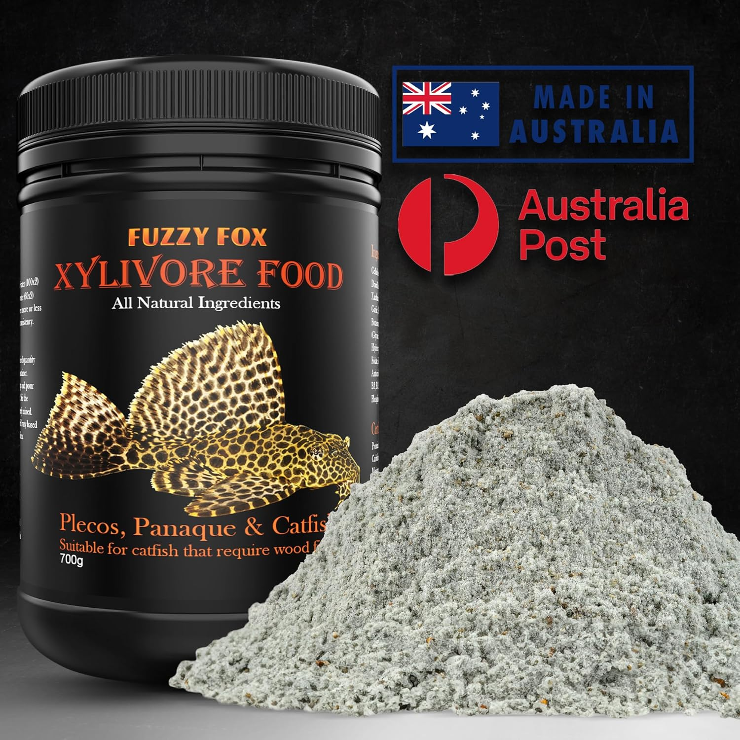 Fuzzy Fox Xylivore Gel Mix Fish Food, Wood-Based Nutrient Powder with Spirulina, Vitamin C, and More for Sucker Fish, Plecos, Cat Fish & Aquatic Pets, 700G image number 3