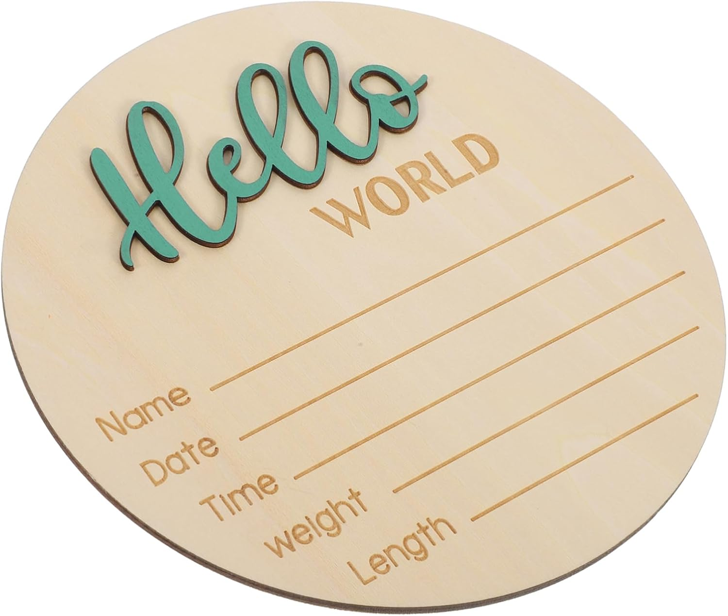 Wooden Birth Announcement Sign round Plaque Newborn Name Display Prop for Photography Smooth Surface Info Keepsake Decoration image number 5