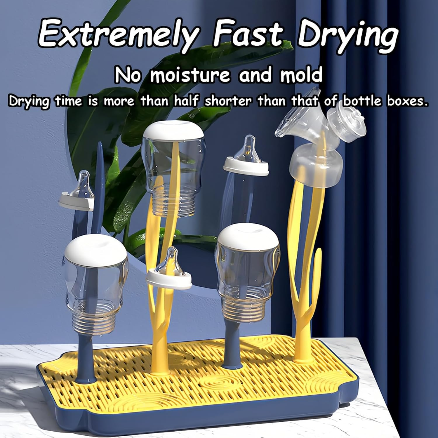 Baby Bottle Drying Rack, Vertical Bottle Dryer Holder with Detachable Design, ABS Material, Space-Saving & Fast Drying for Baby Bottles, Pacifiers, and Accessories (Blue) - Blue image number 5