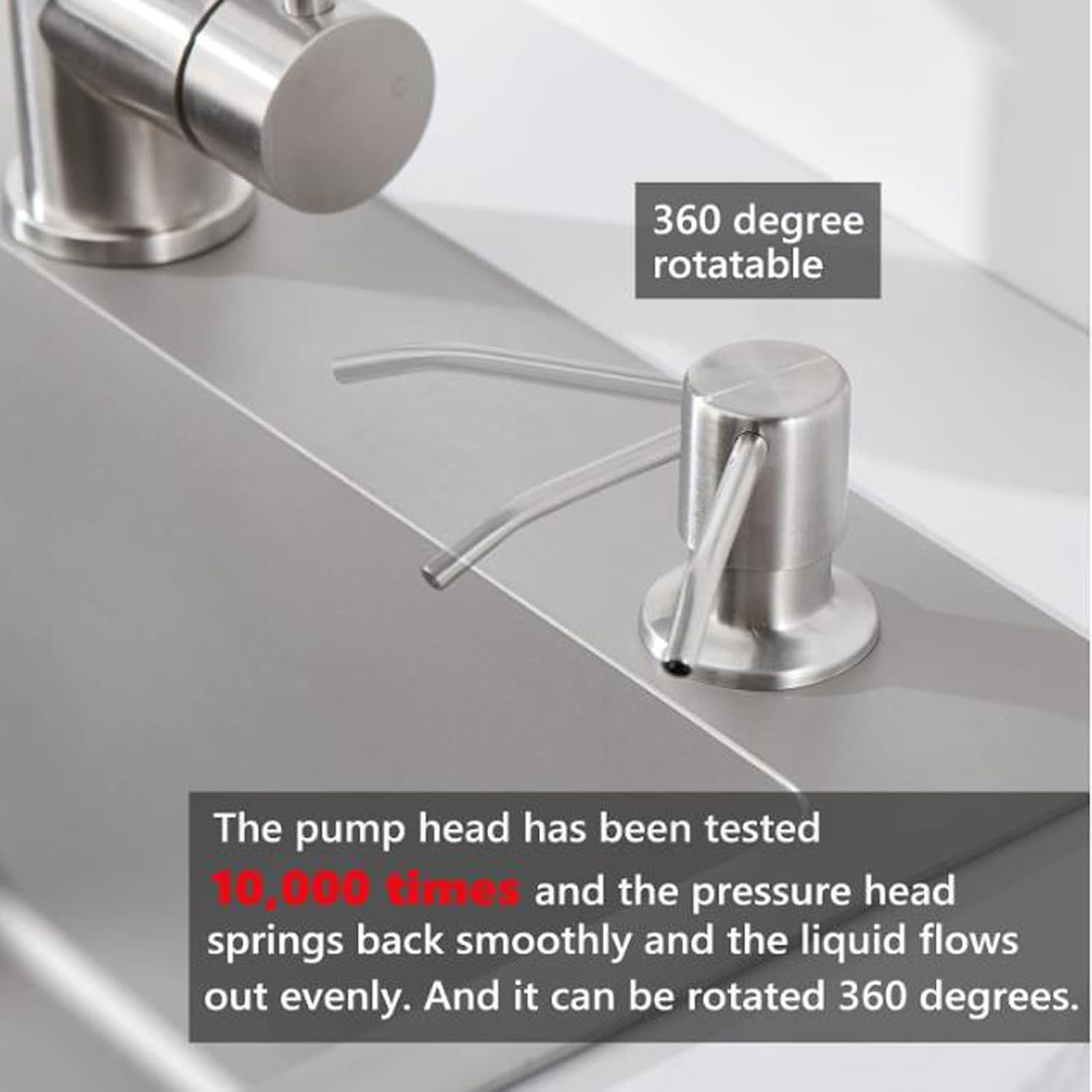 Maizoon Stainless Steel Soap Dispenser for Kitchen Sink with Long Nozzle Durable and 500ML/17OZ Large Capacity Bottle Suitable for Bathroom Brushed Silver image number 1