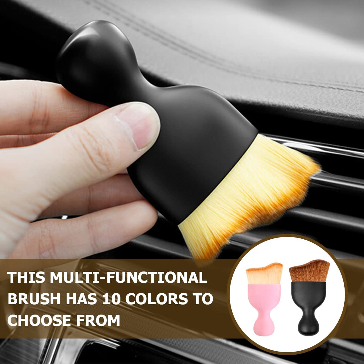 Blilo Car Interior Detailing Brush, Auto Soft Hair Cleaning Brushes, Scratch Free Curved Dirt Dust Collectors, Removal Tool for Vehicle Dashboard Air Conditioner Vents Leather (Deep Purple/1Pcs) - 3 Colors image number 4