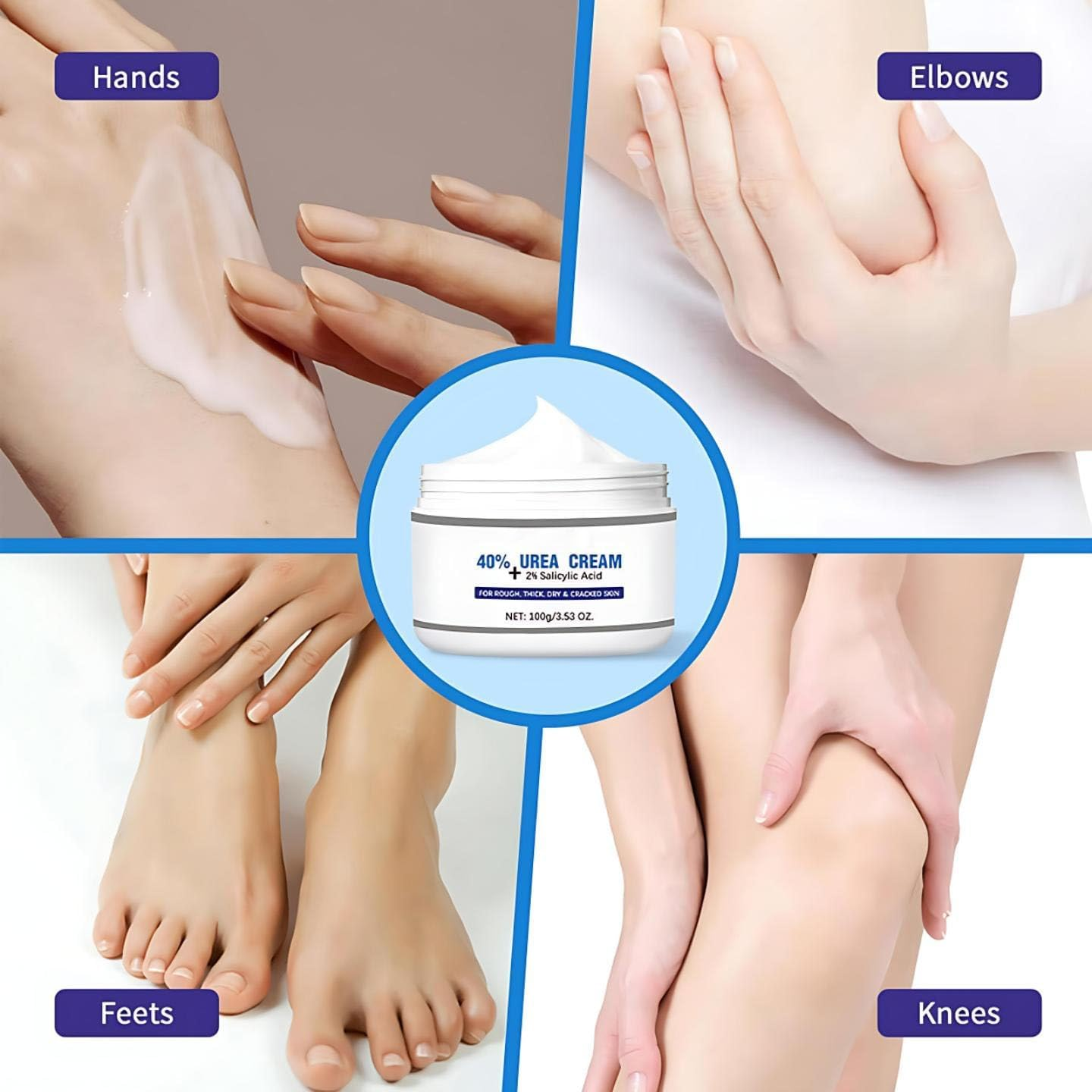 Urea Cream 40% Moisturizer for Feet and Cracked Heels and 2% Salicylic Acid Strength Foot & Hand Cream Removes Dry Skin & Calluses with Non-Greasy Deep Hydration for All Skin Types