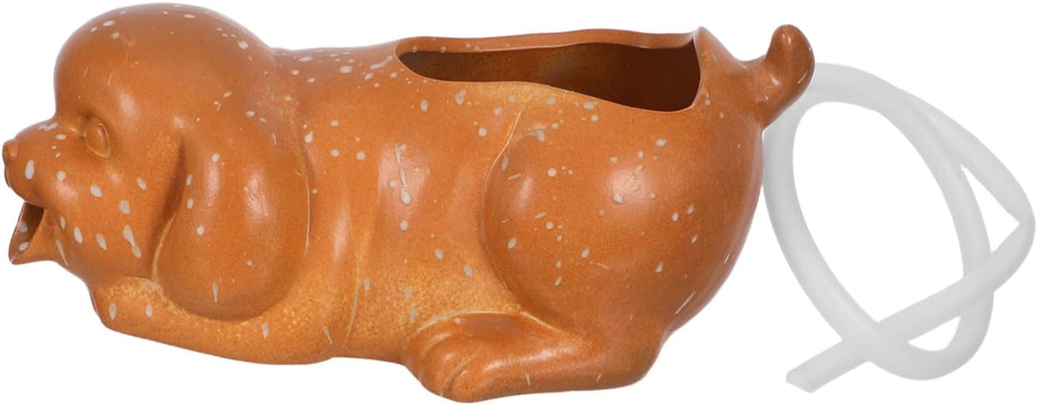 Ceramic Dog Fountain Spitter for Fish Tank and Garden Decor Waterfall Feature Jar for Green Plant Growth Clean Water Circulation Aquarium and Outdoor Patio Waterfall Ornament