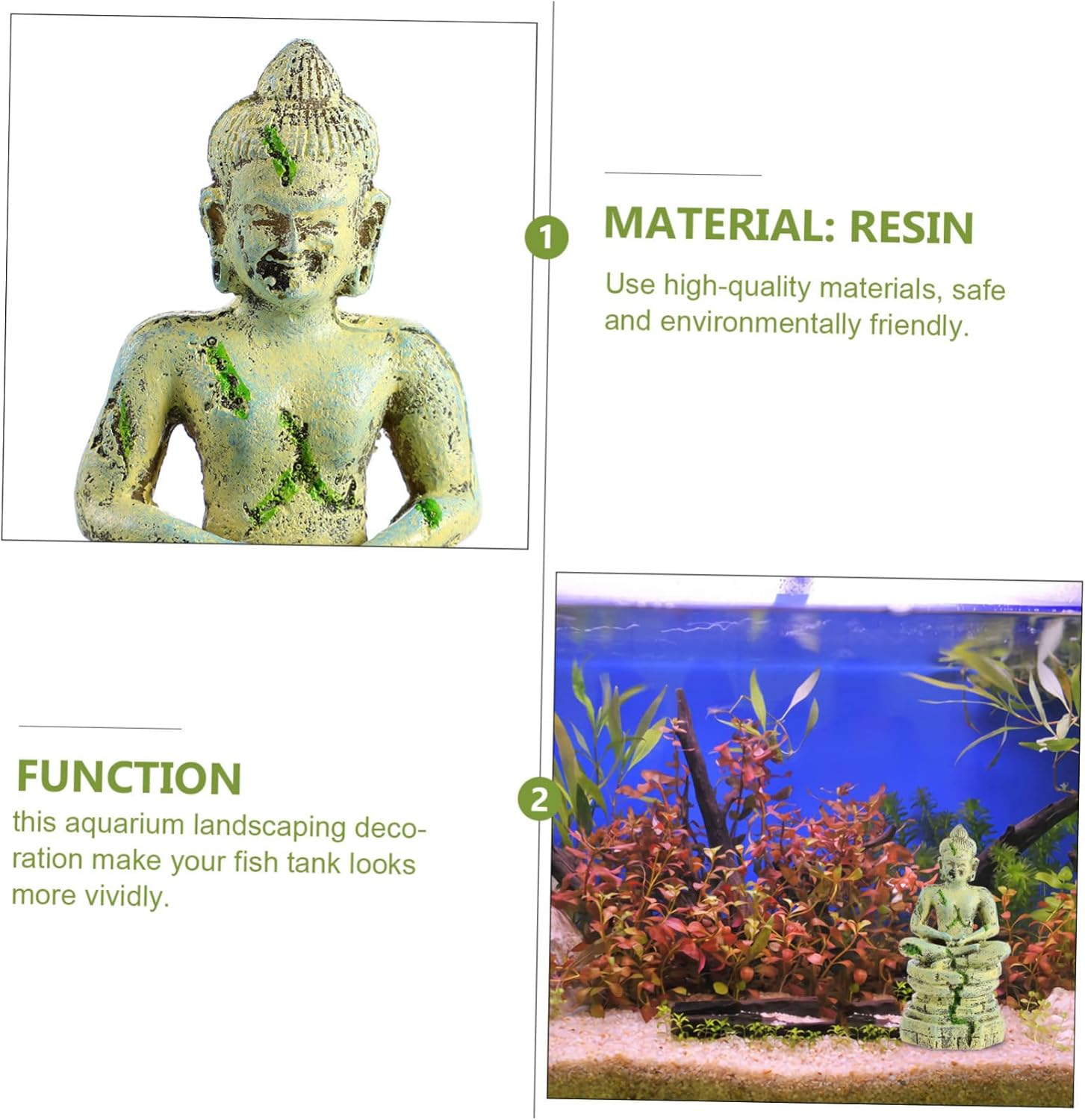PENIKOKO Unique Aquarium Landscape Fish Tank Ornament Resin Buddha DIY Decor for Pet Fish image number 5