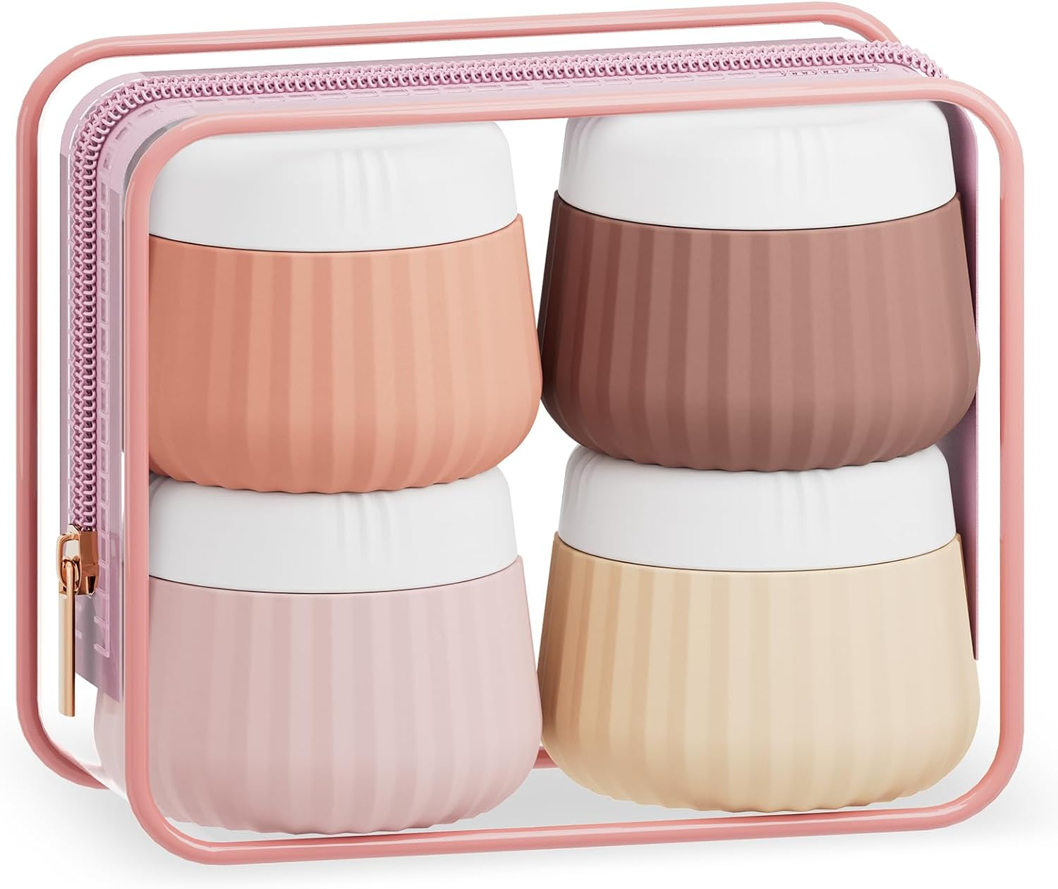 Mrsdry Travel Containers for Toiletries 4 Pack, TSA Approved Travel Size Toiletries, Travel Size Containers, with Clear Bag Leak Proof Silicone Jars, Travel Essentials Creams Jars Carrying Small Items image number 1