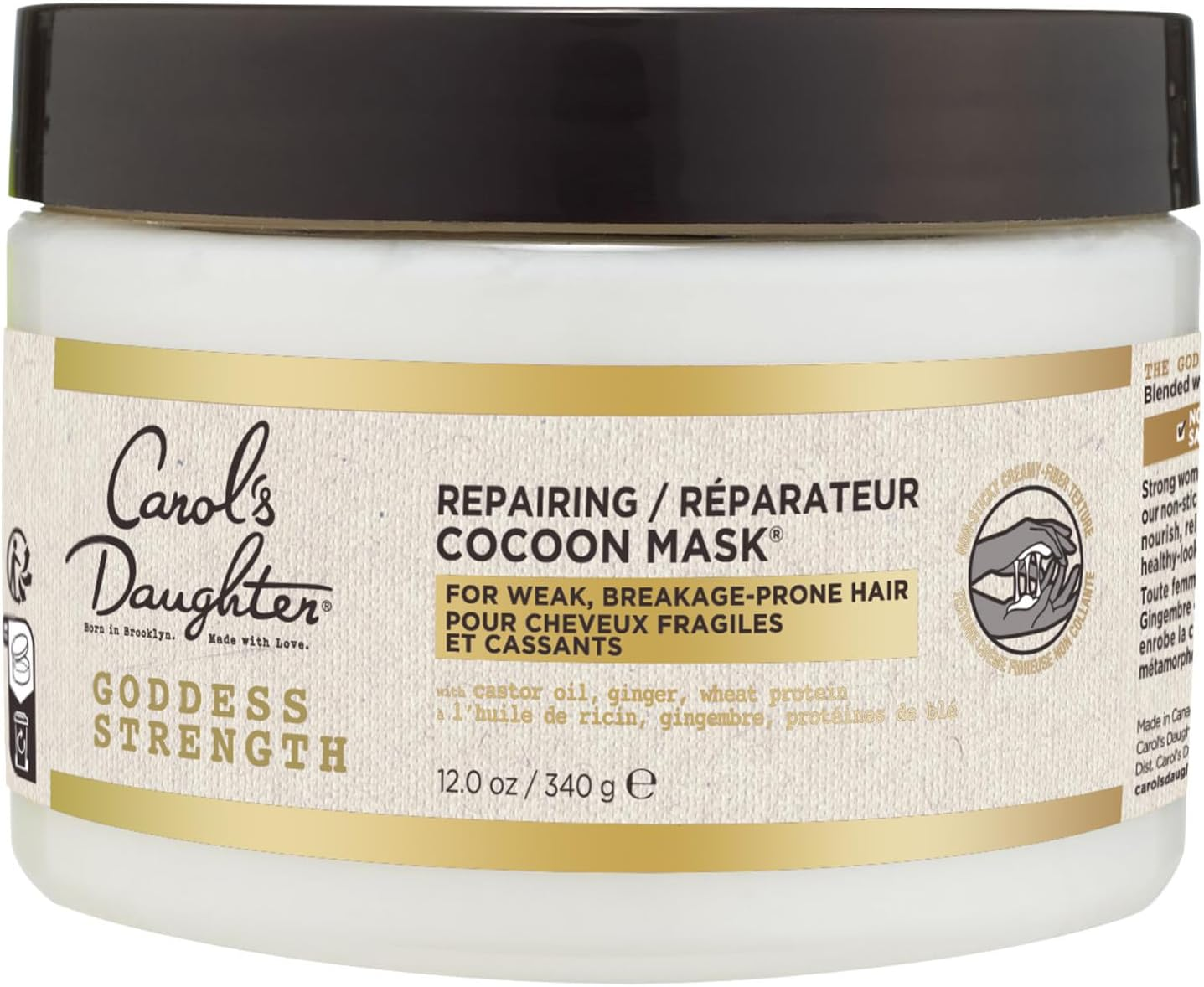 Carol'S Daughter Goddess Strength Repairing Cocoon Hydrating Hair Mask for Waves, Coils and Curls, Hair Treatment with Castor Oil, 12 Oz image number 6