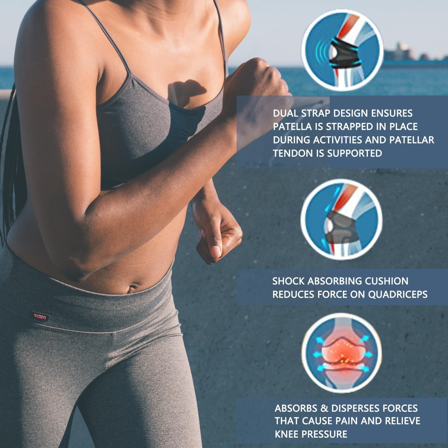 Knee Brace for Men, Brace & Elastic Knee Pads,Adjustable Leg Support, Adjustable Neoprene Knee Brace with Open-Patella Stabiliser Ring for Arthritic Pain Relief, Sports Injury Recovery, Protection Reinjury, Workout QFFAFAR image number 6