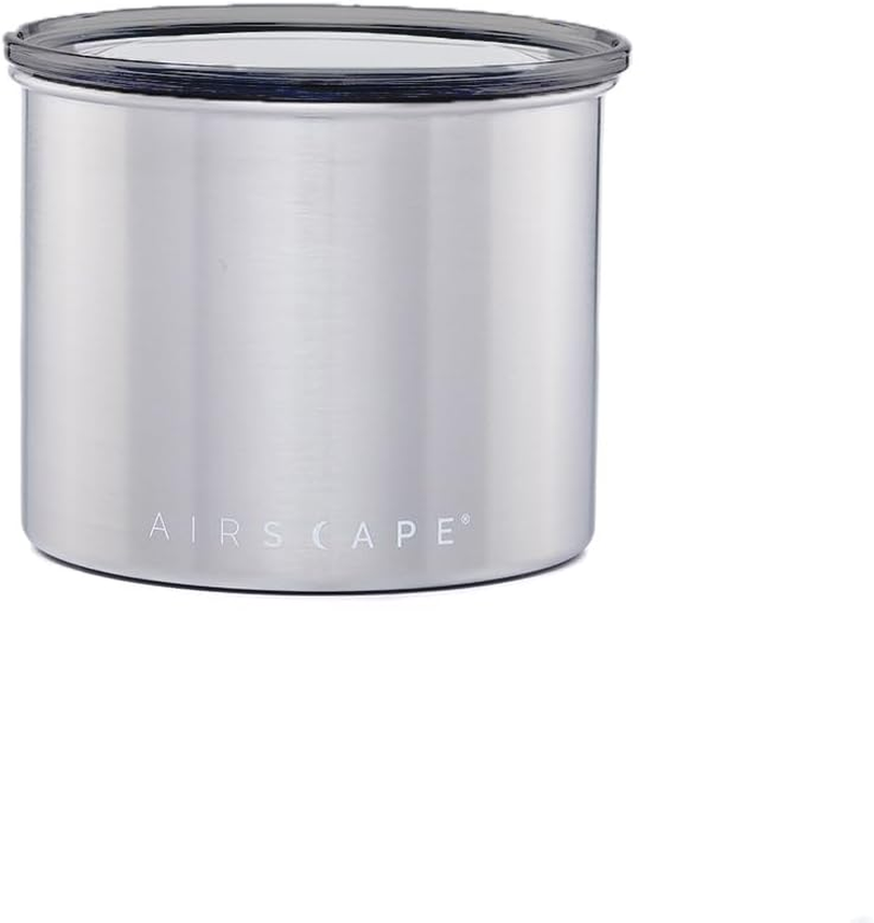 Airscape Stainless Steel Coffee Canister | Food Storage Container | Patented Airtight Lid | Push Out Excess Air Preserve Food Freshness (Small, Brushed Steel) image number 2